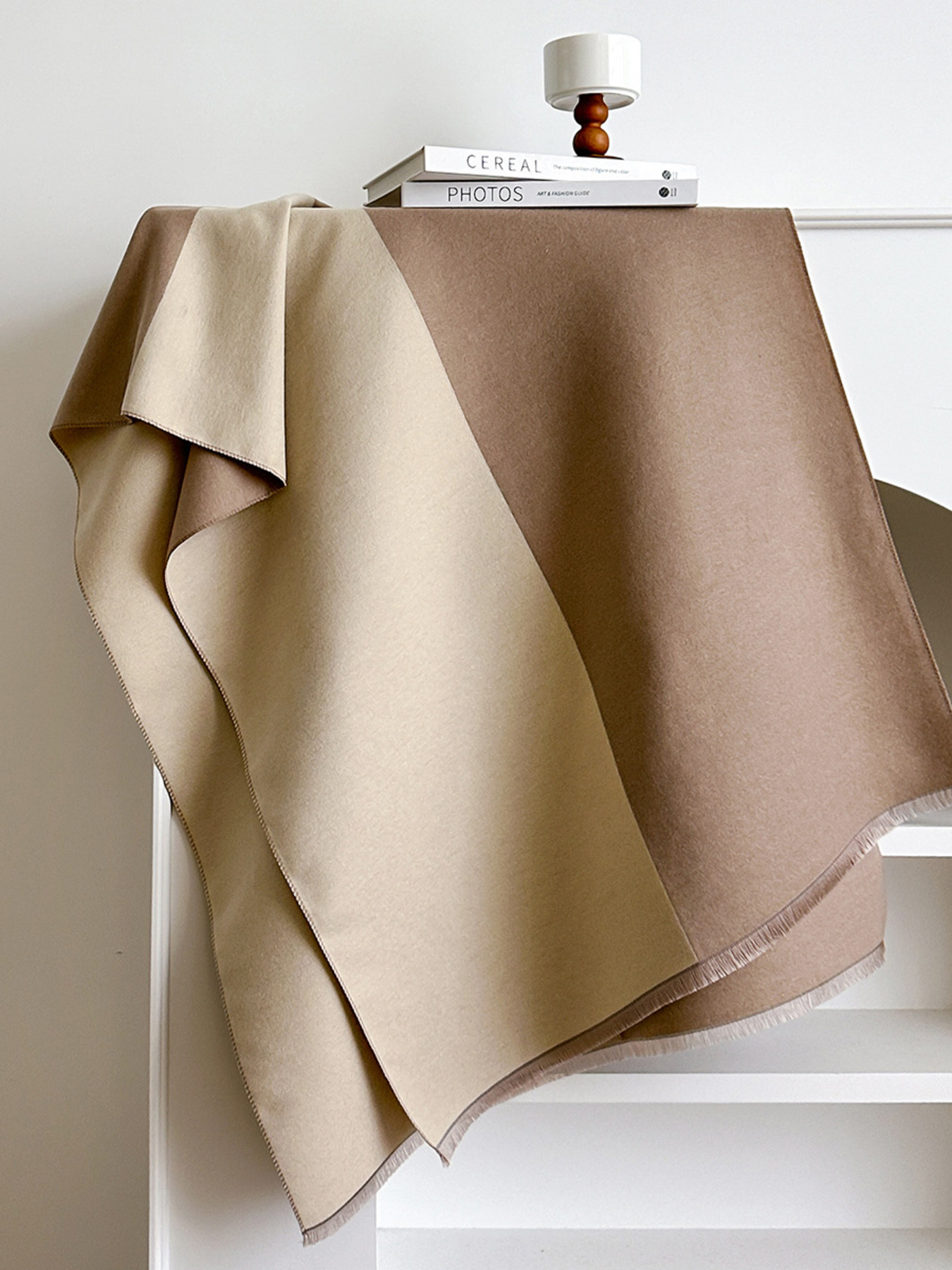 Two-Tone Raw Hem Scarf