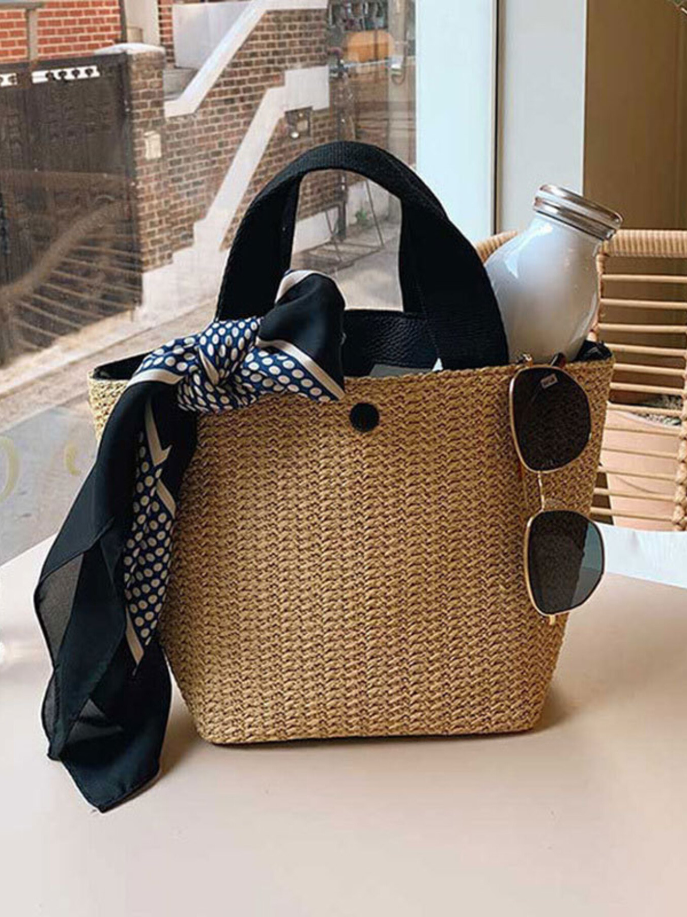Woven Straw Tote Bag