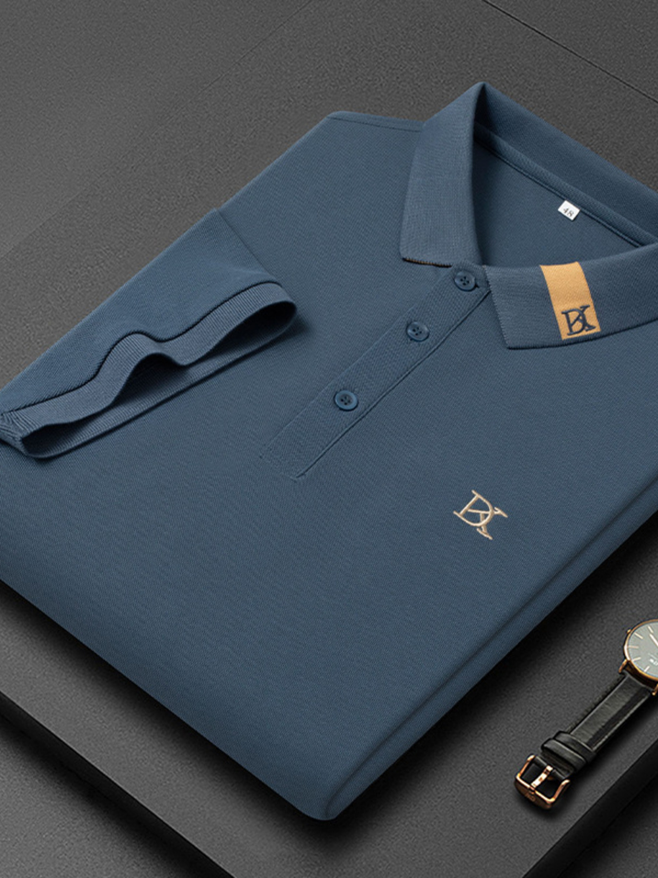 Men's Plus Size Short Sleeve Embroidered Detail Polo