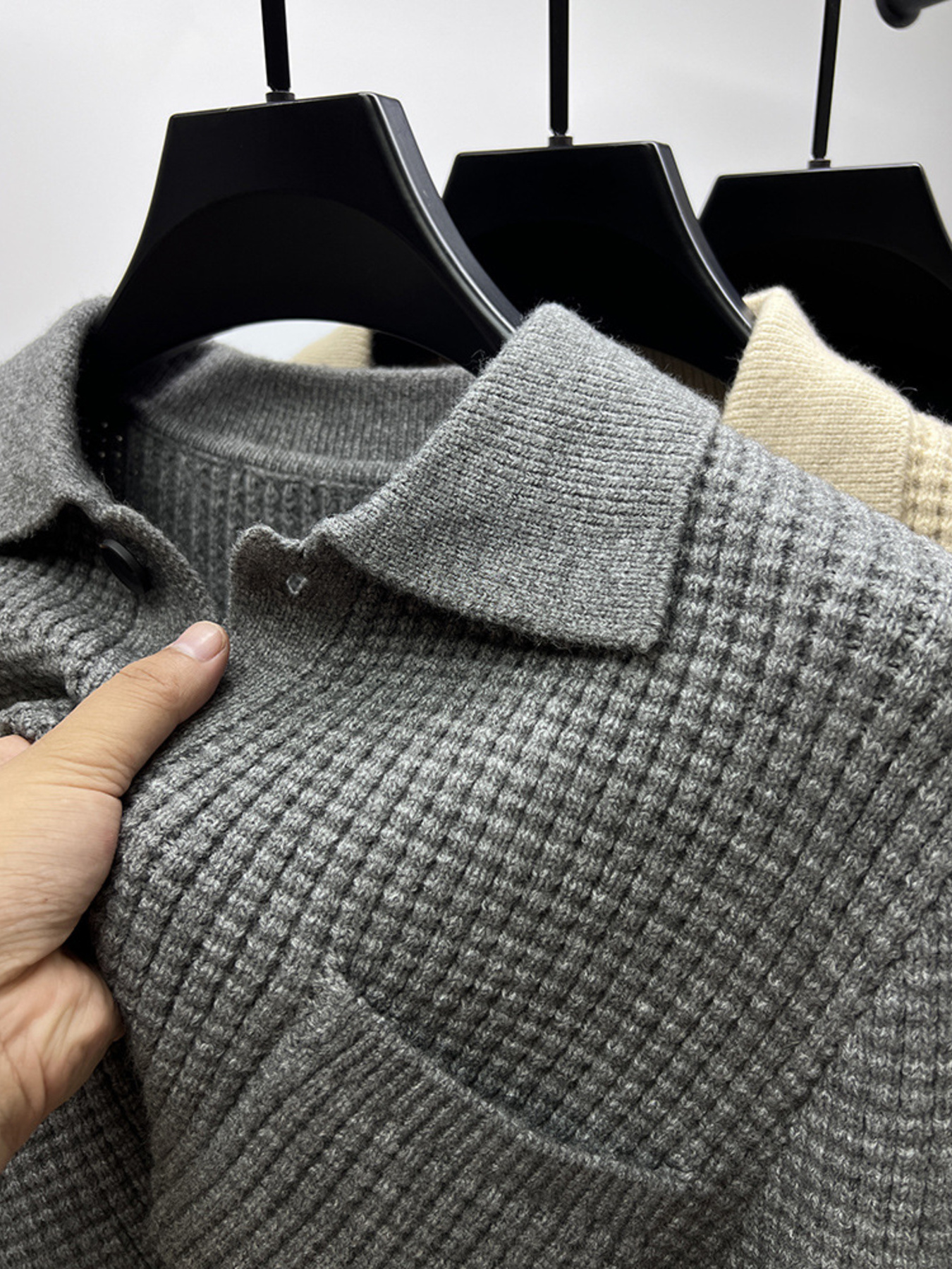 Men's Plus Size Button-Front Knit Cardigan with Collar