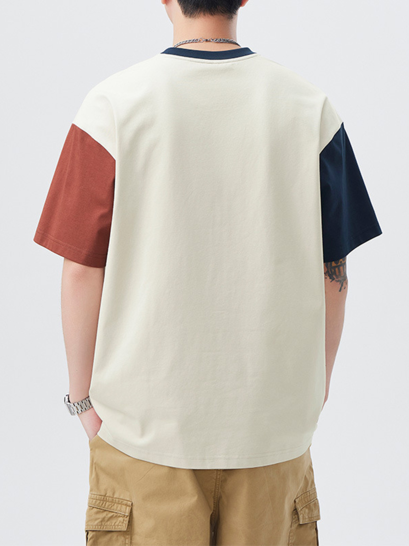 Men's Plus Size Color Block Oversized T-Shirt