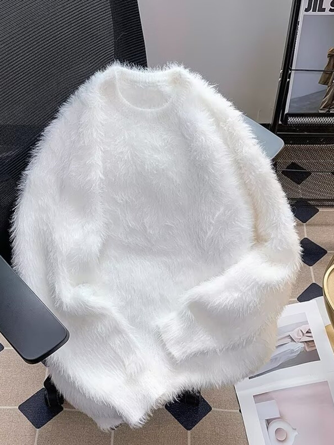 Men's Fluffy Knit Pullover Sweater