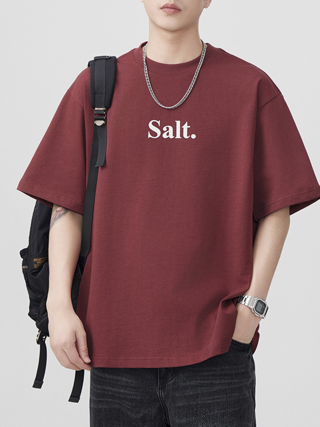 Men's Plus Size Letter Round Neck Short Sleeve T-Shirt