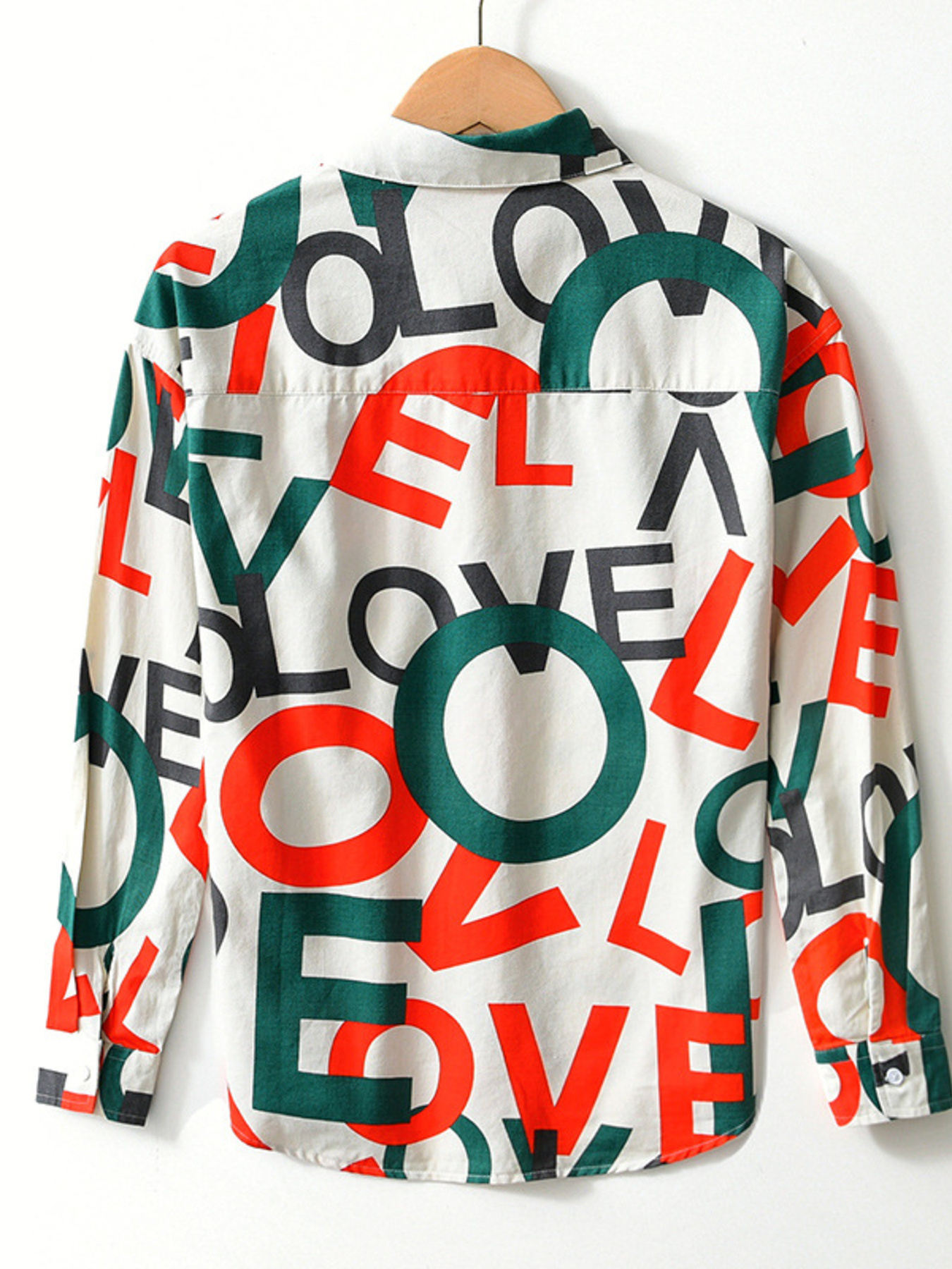 Men's Plus Size Letter Print Long Sleeve Shirt