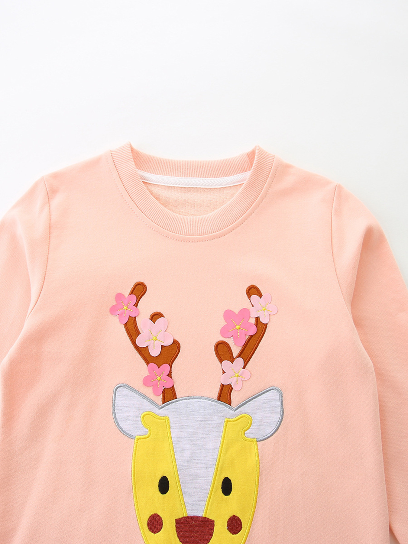 Children's Reindeer Applique Round Neck Sweatshirt