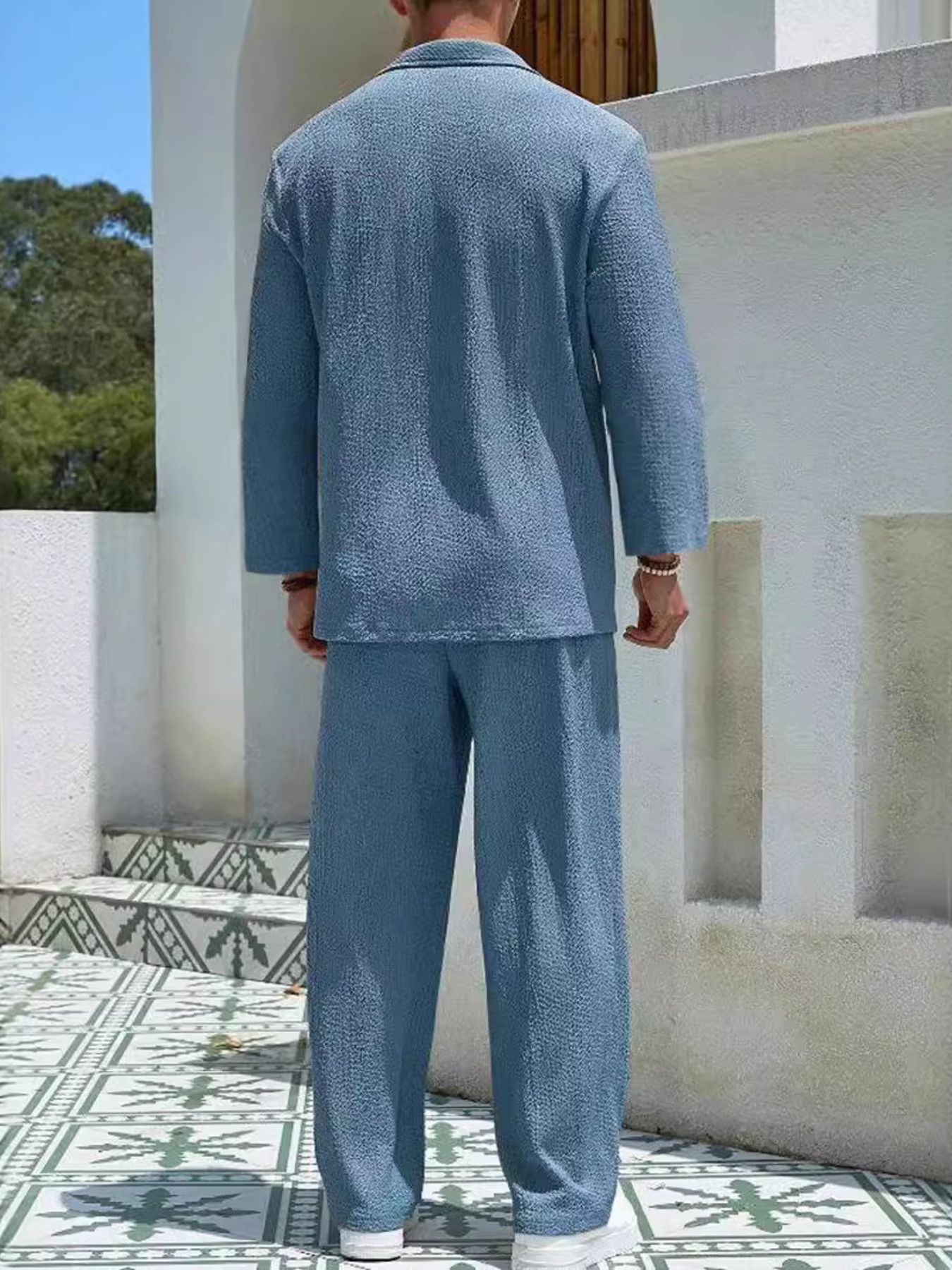 Men's Plus Size Long Sleeve Top and Pants Set