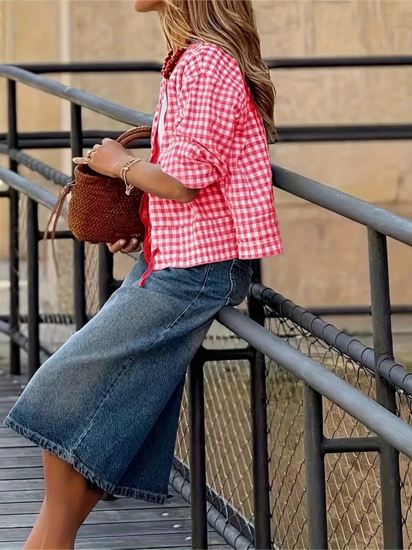 Plaid Zip Up Long Sleeve Jacket