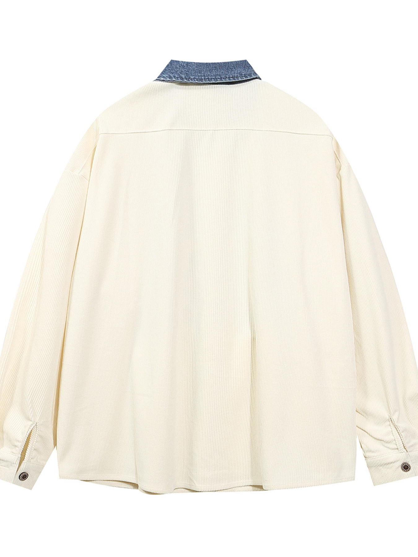 Men's Embroidered Denim Collared Corduroy Long-Sleeved Shirt