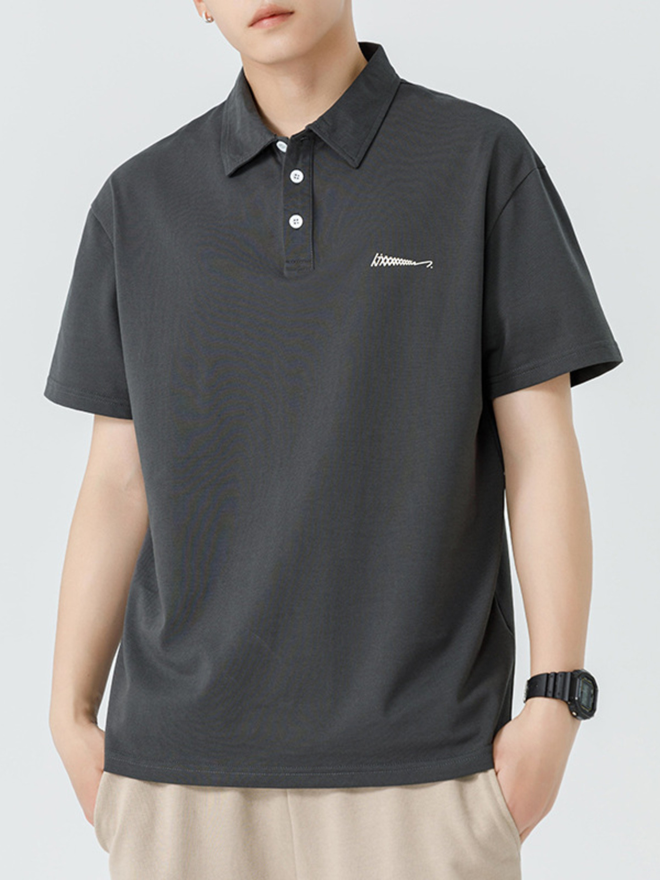 Men's Plus Size Button Detail Short Sleeve Polo