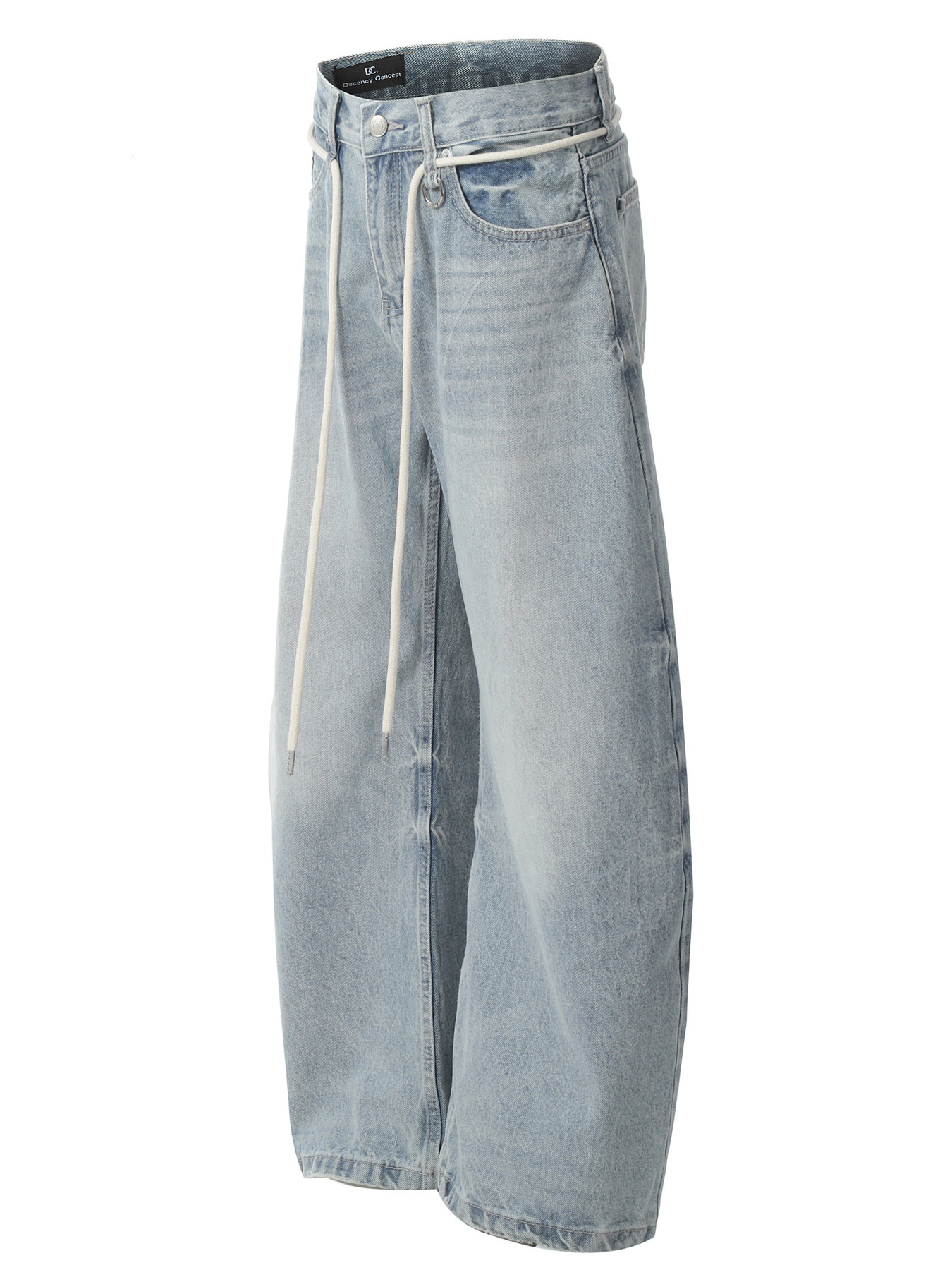 Men's High Waist Washed Straight Jeans