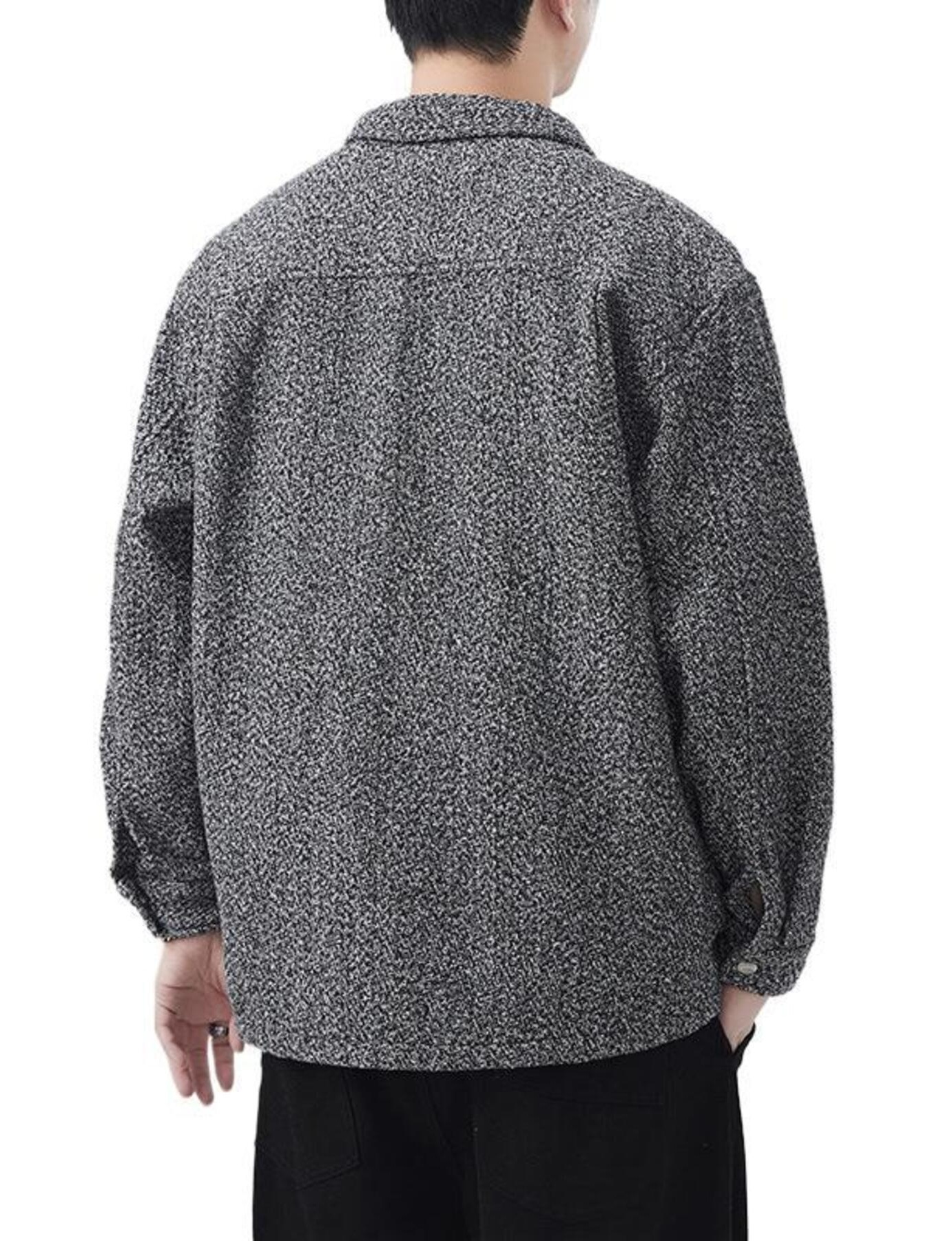 Men's Plus Size Button Up Long Sleeve Shacket