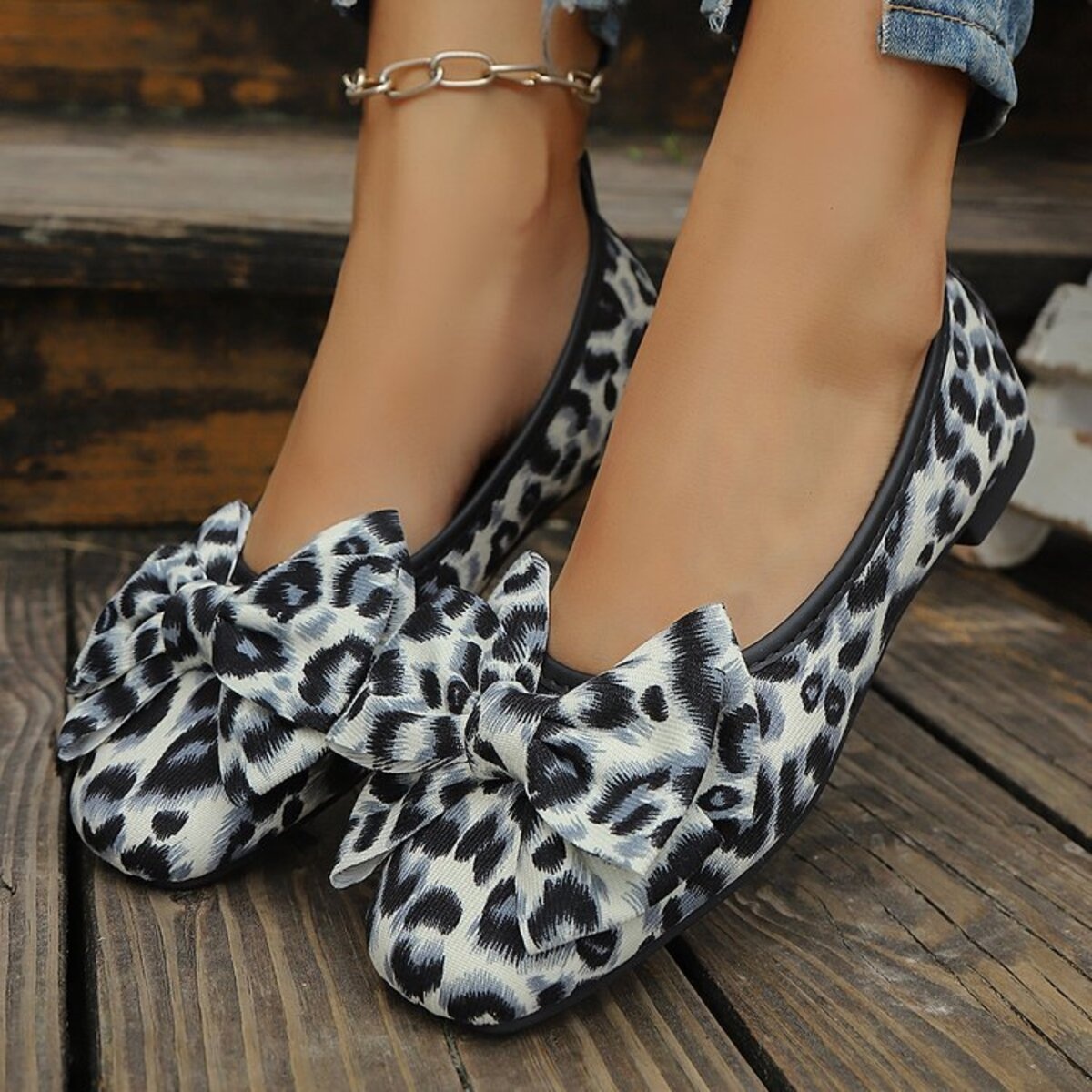 Leopard Bow Slip-Ons