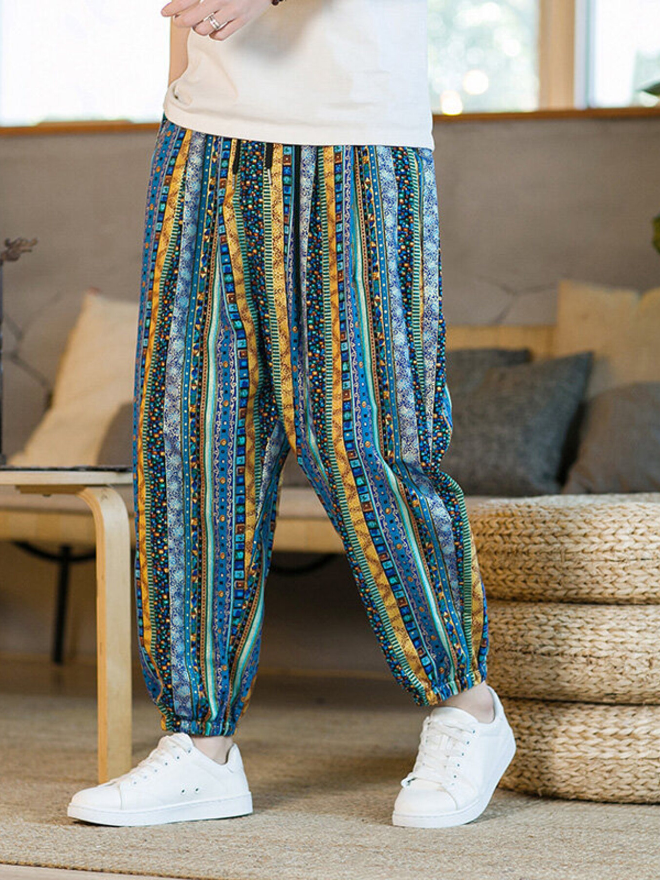 Men's Plus Size Striped Loose Fit Joggers