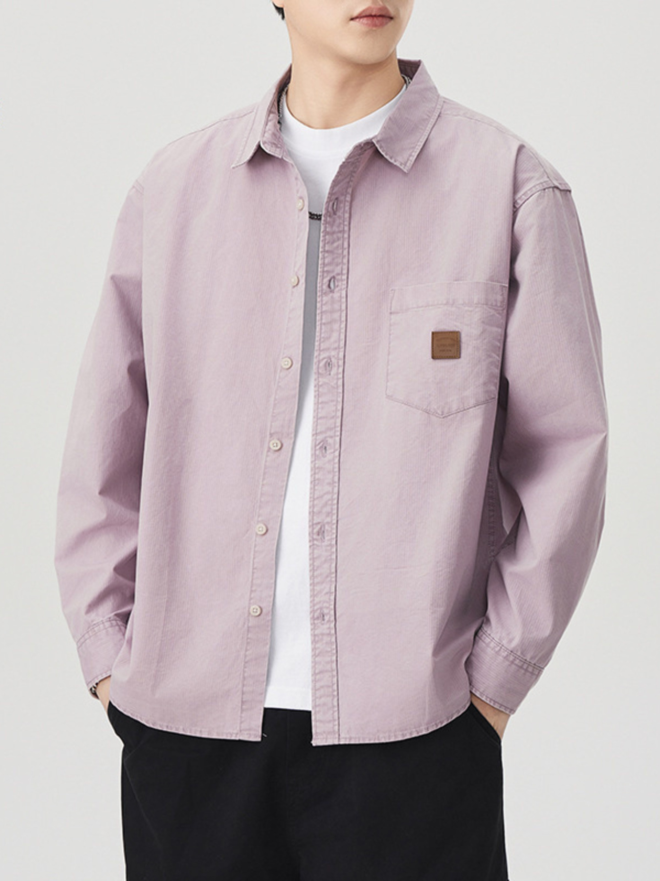 Men's Plus Size Button Up Long Sleeve Shirt