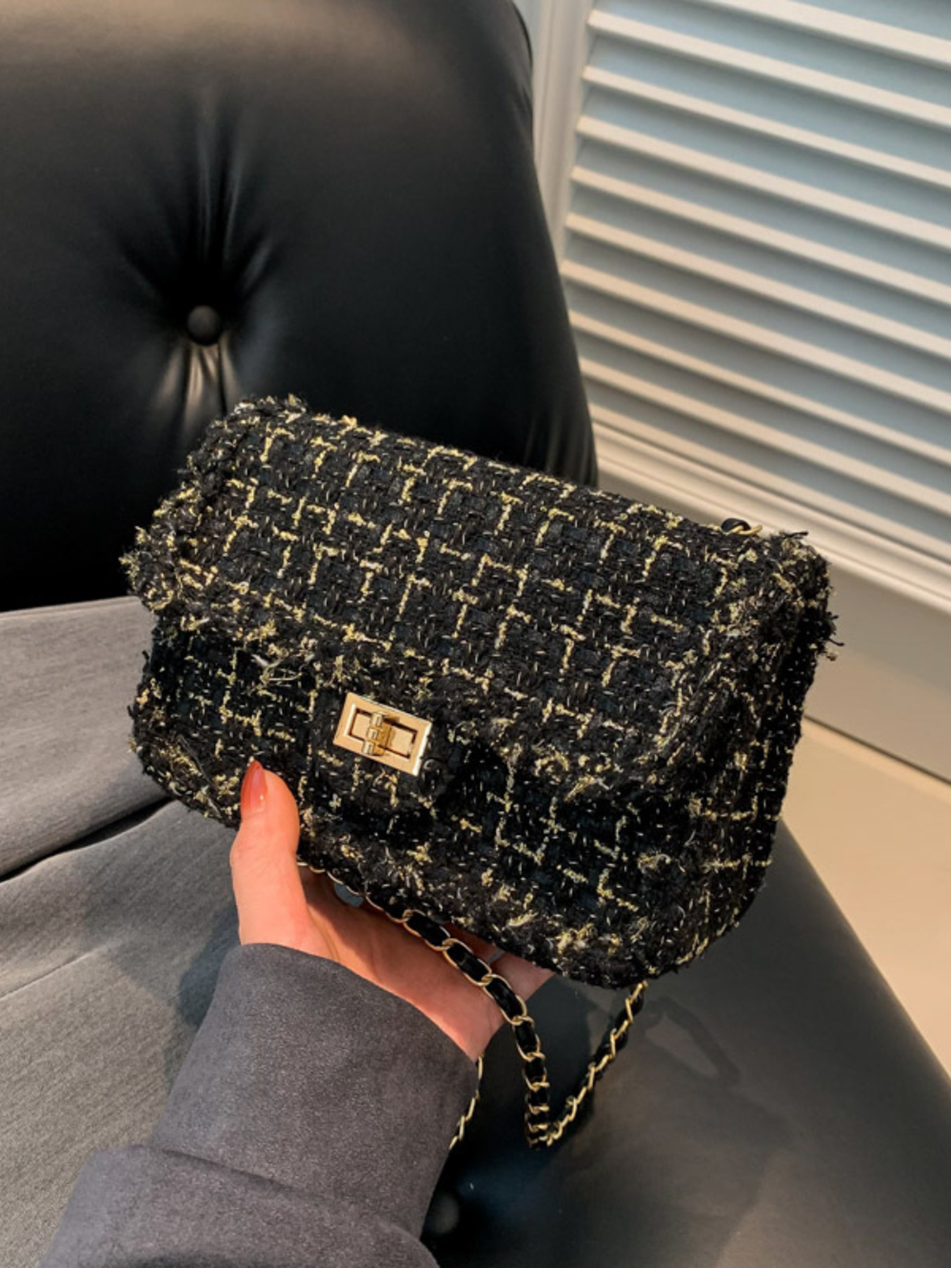 Tweed Flap Crossbody Bag