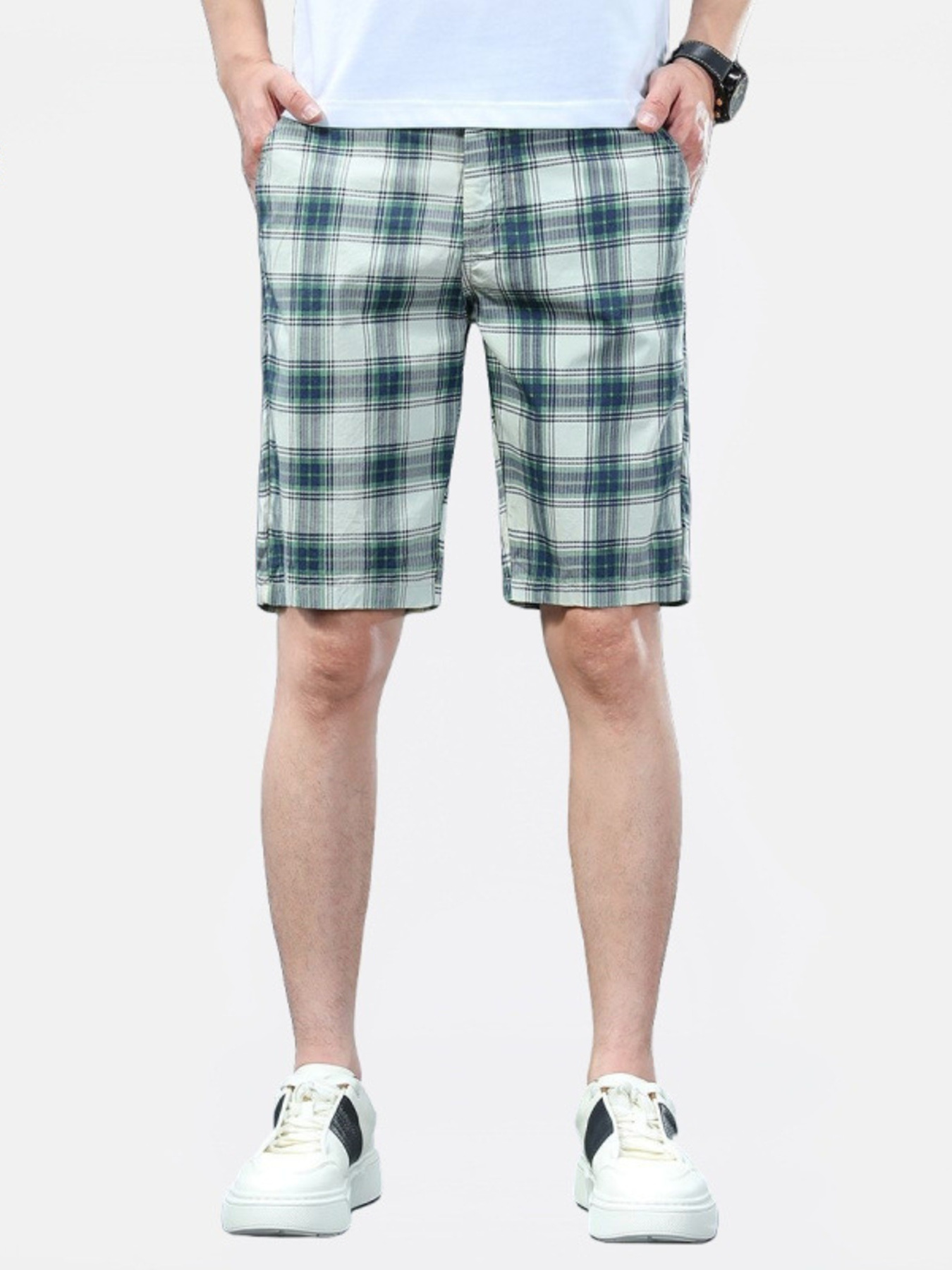 Men's Plaid Shorts with Pockets
