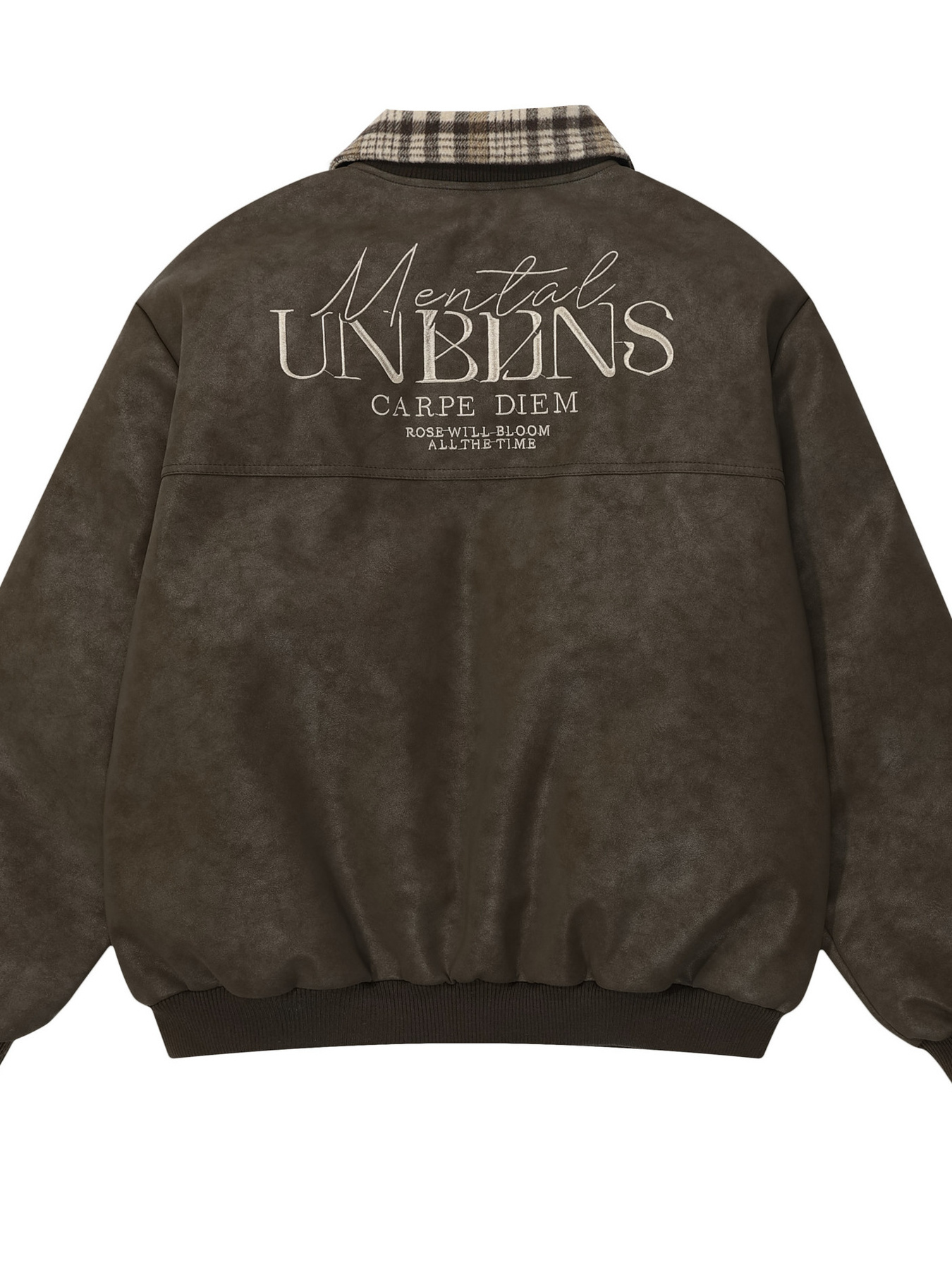 Men's Plaid Collar Detail Zip Up Jacket