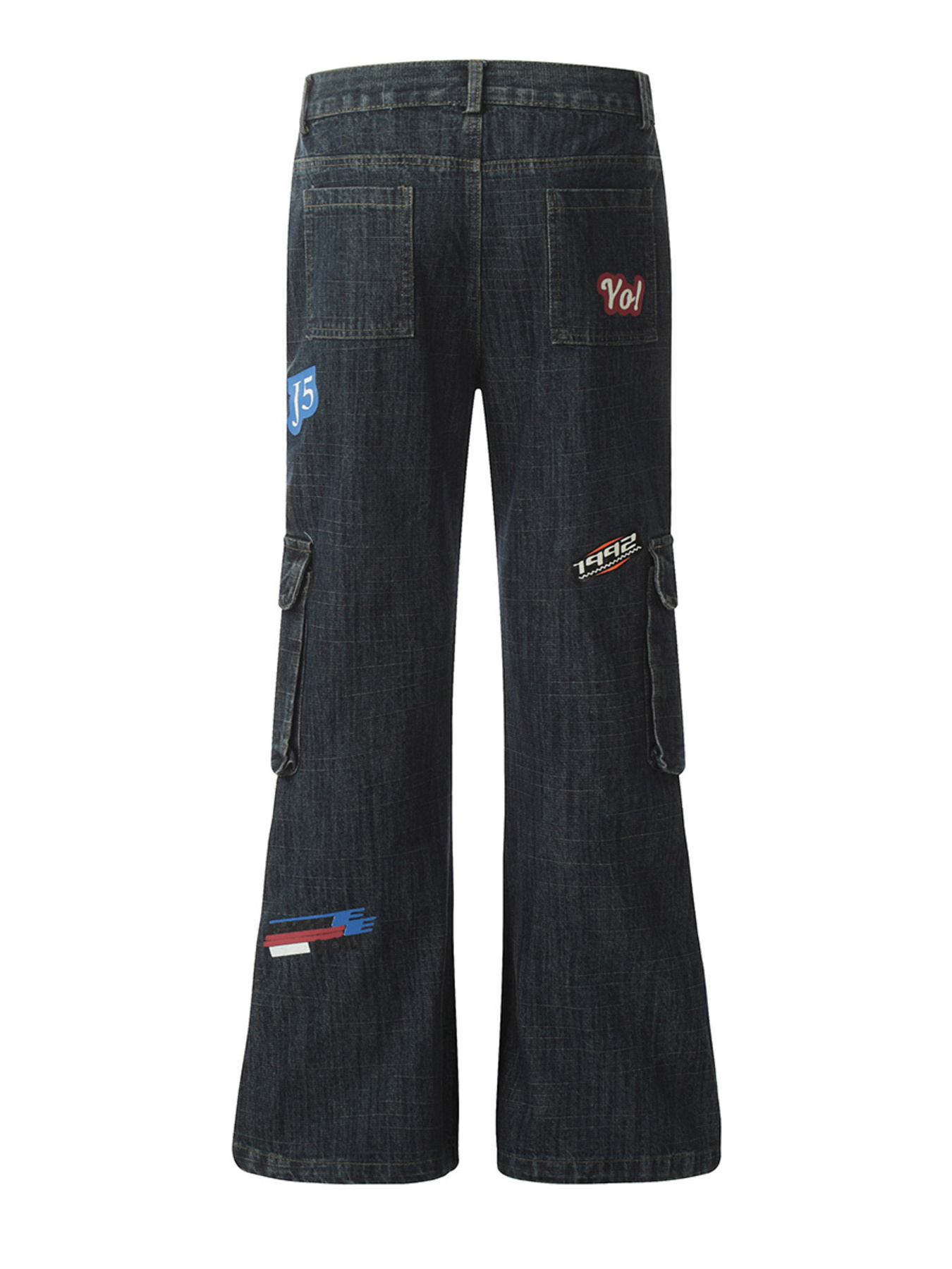 Men's Multi-Patch Cargo Flare Jeans