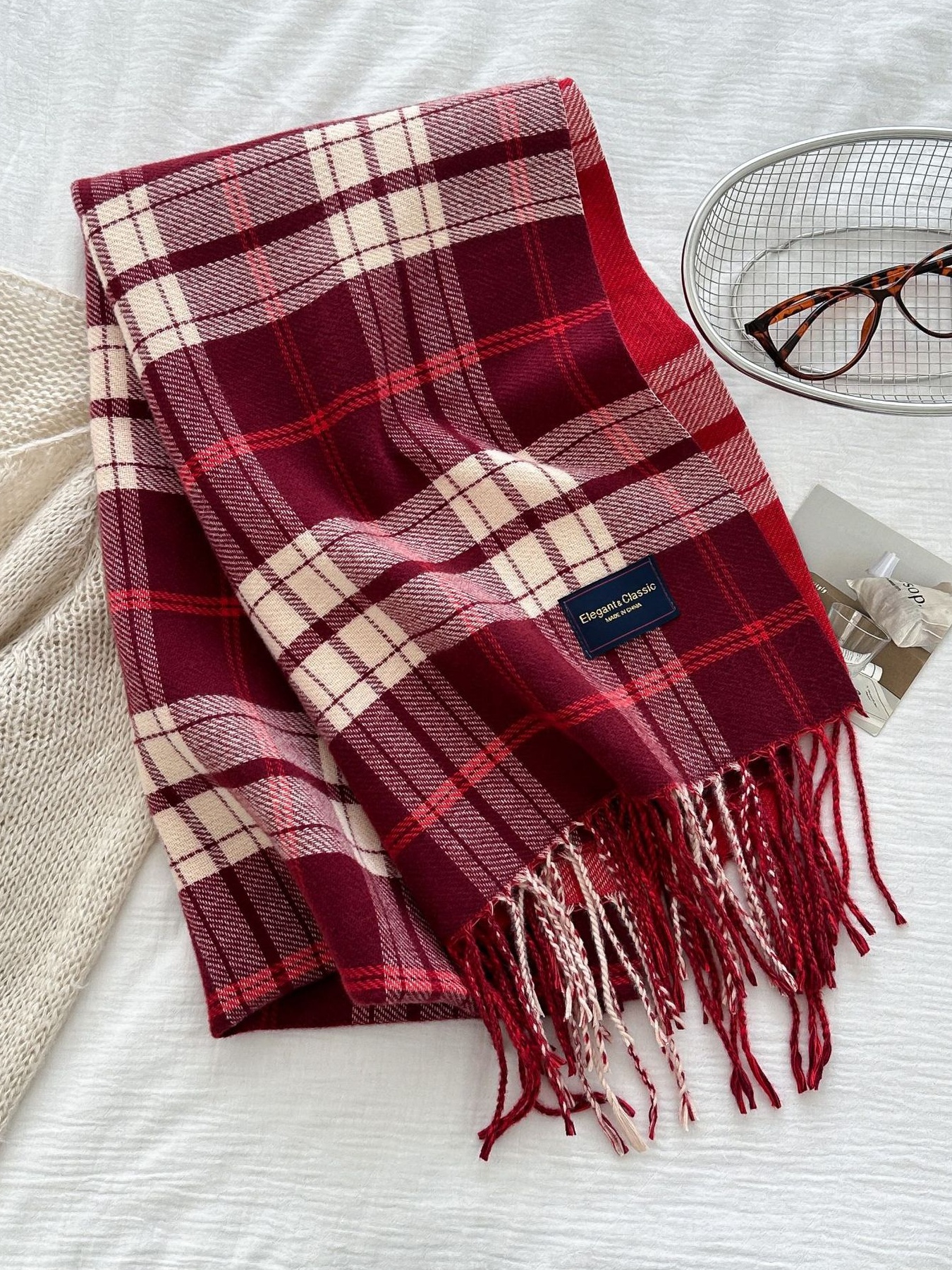 Classic Fringe Plaid Scarf