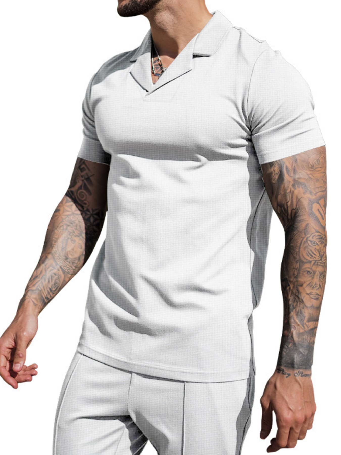 Men's Plus Size Short Sleeve Top and Shorts Set