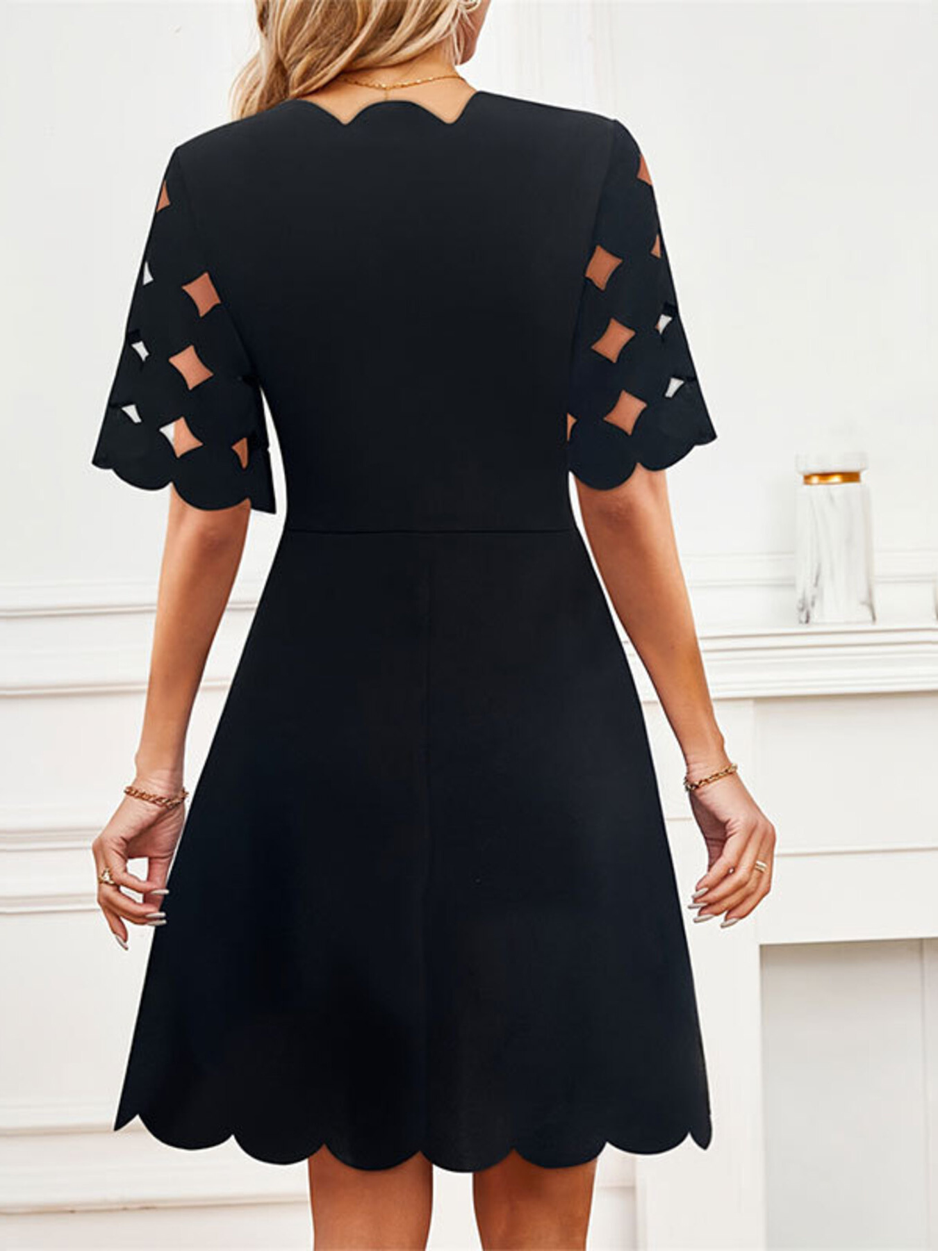 Cutout Half Sleeve Mini Dress