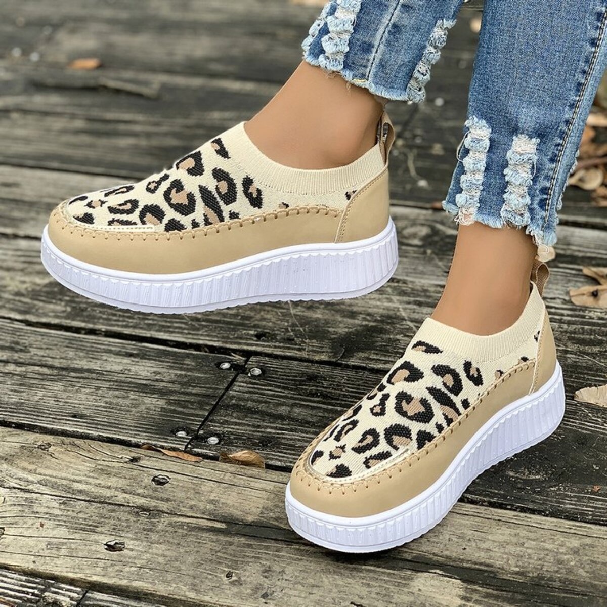 Round Toe Platform Slip-Ons