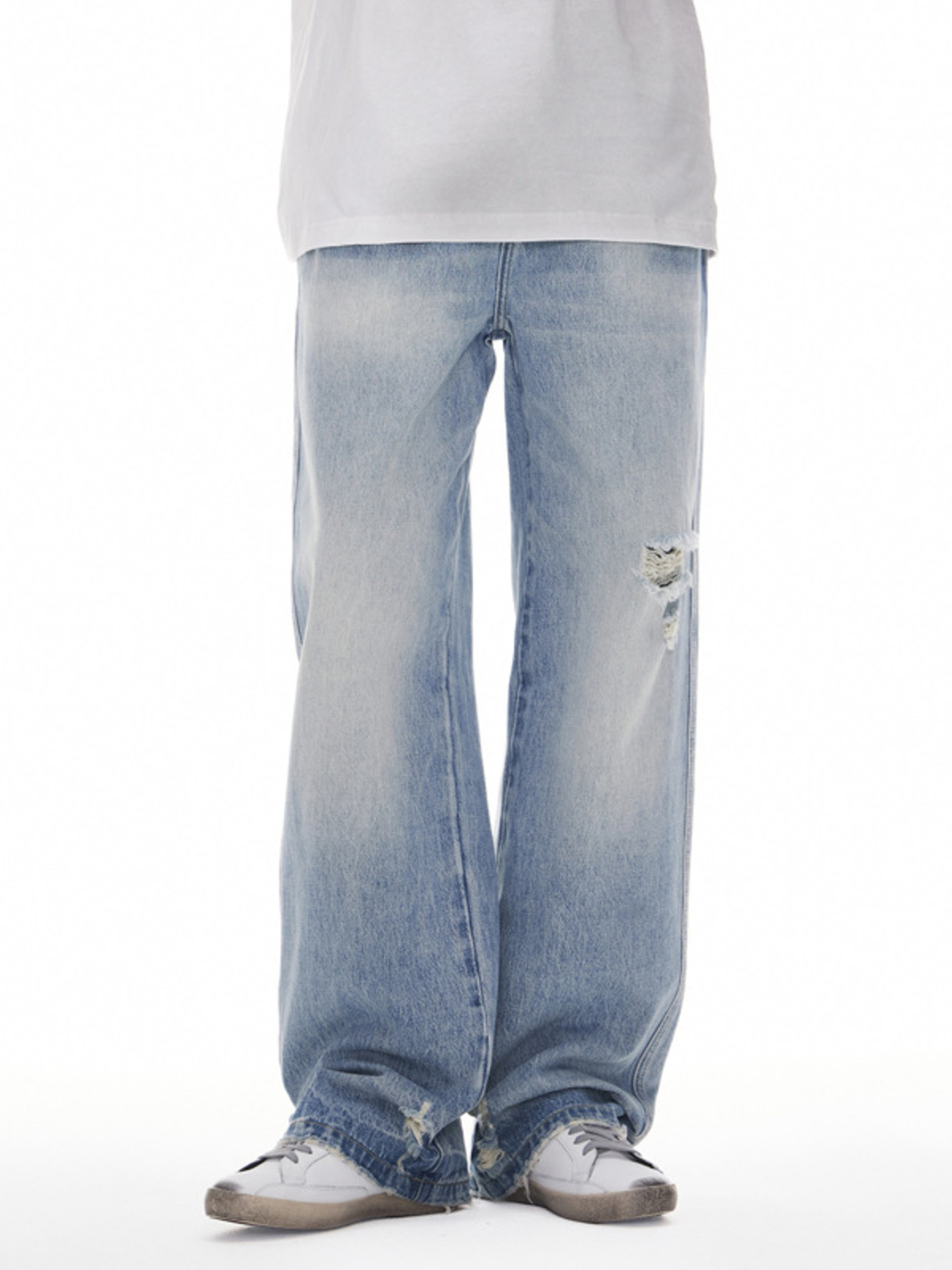 Men's Distressed Wide Leg Jeans