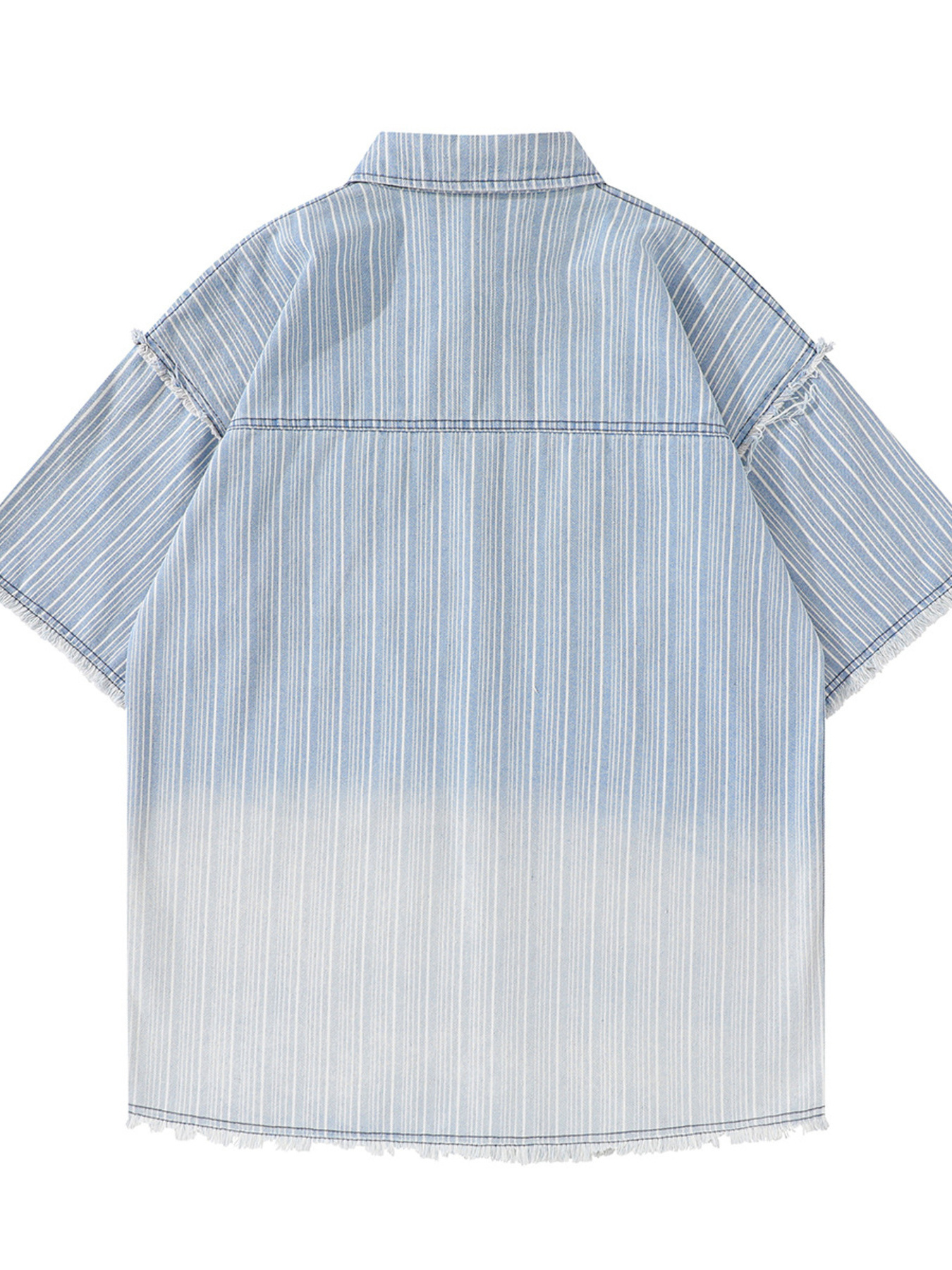 Men's Gradient Striped Oversized Denim Shirt