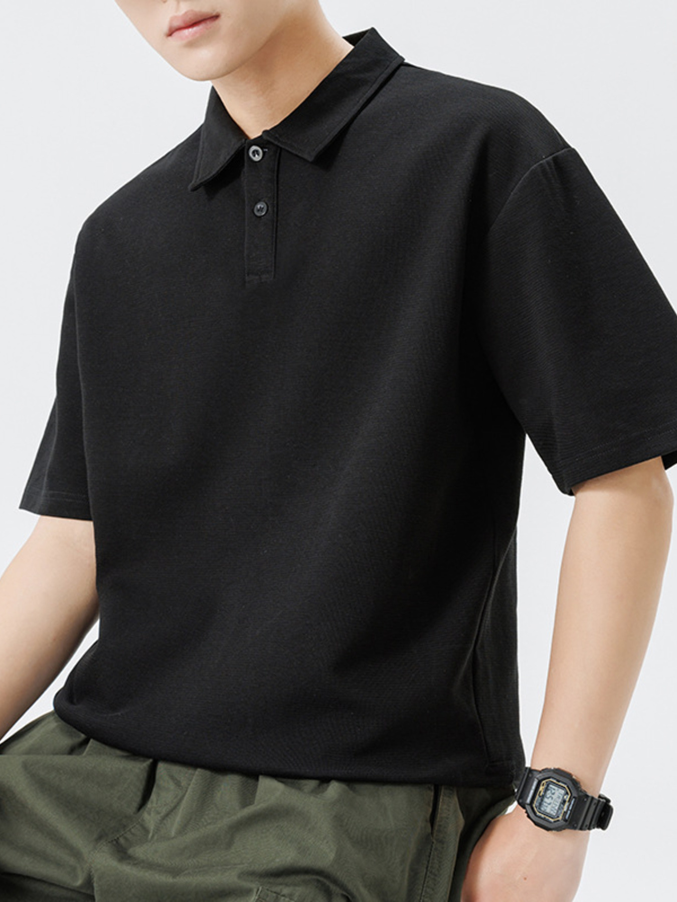 Men's Button Detail Half Sleeve Polo