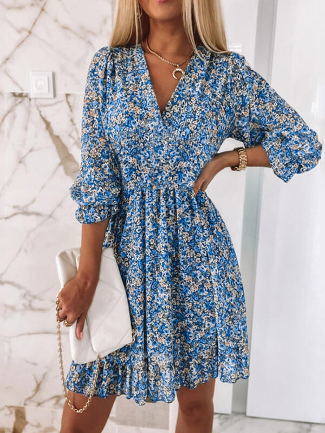Full Size Ruffled Hem Floral Dress Plus Size