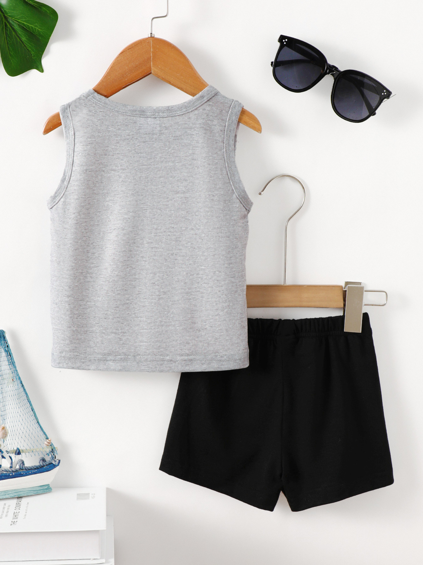 Children's Shark Graphic Tank Top & Shorts Set