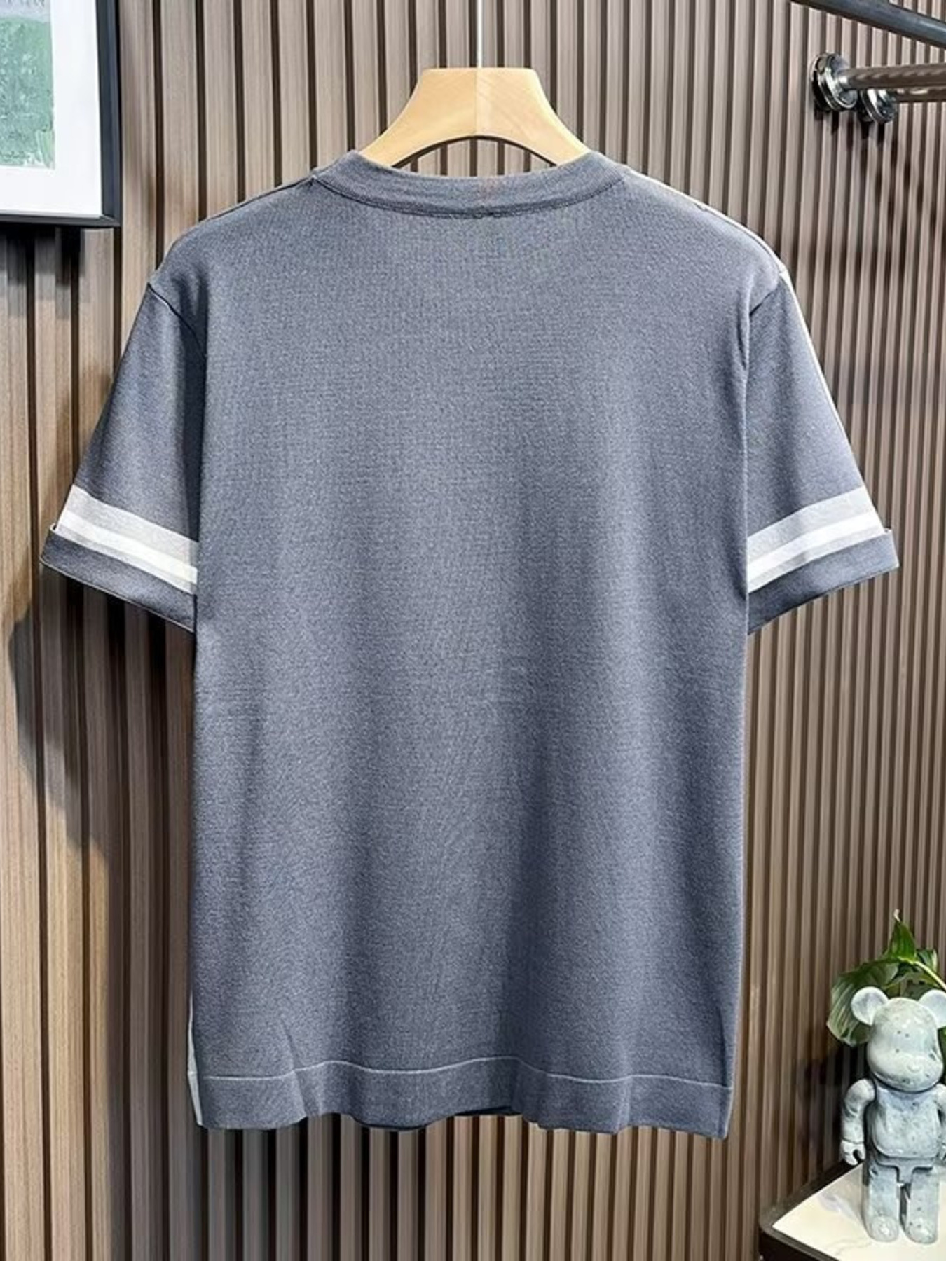 Men's Full Size Contrast Shoulder Stripes Round Neck T-Shirt Plus Size