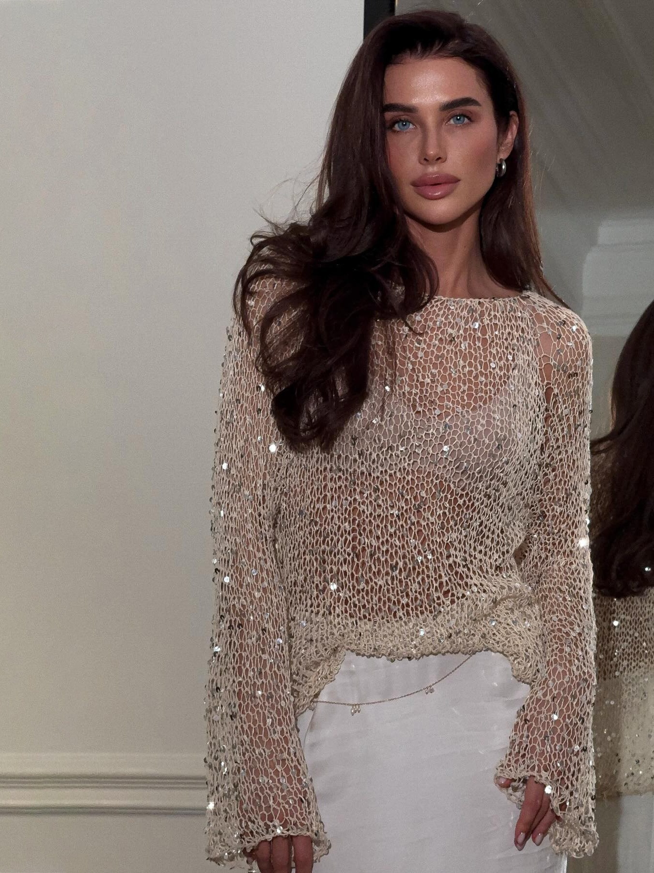 Sequin Embellished Knit Cover Up