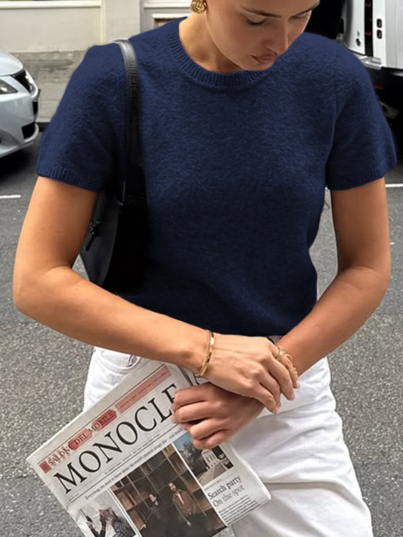 Round Neck Short Sleeve Sweater