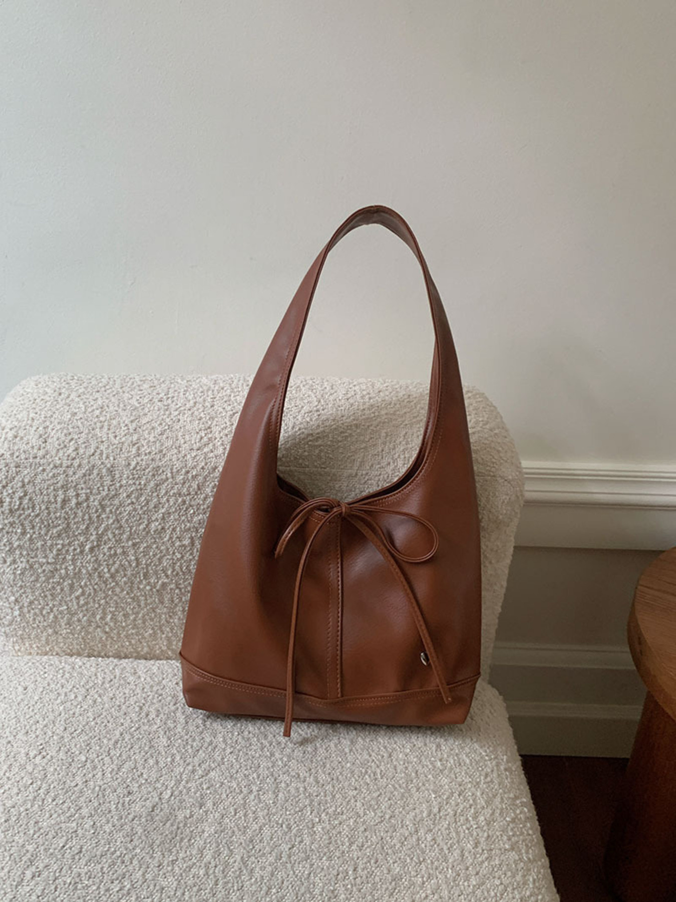 Leather Tied Shoulder Bag
