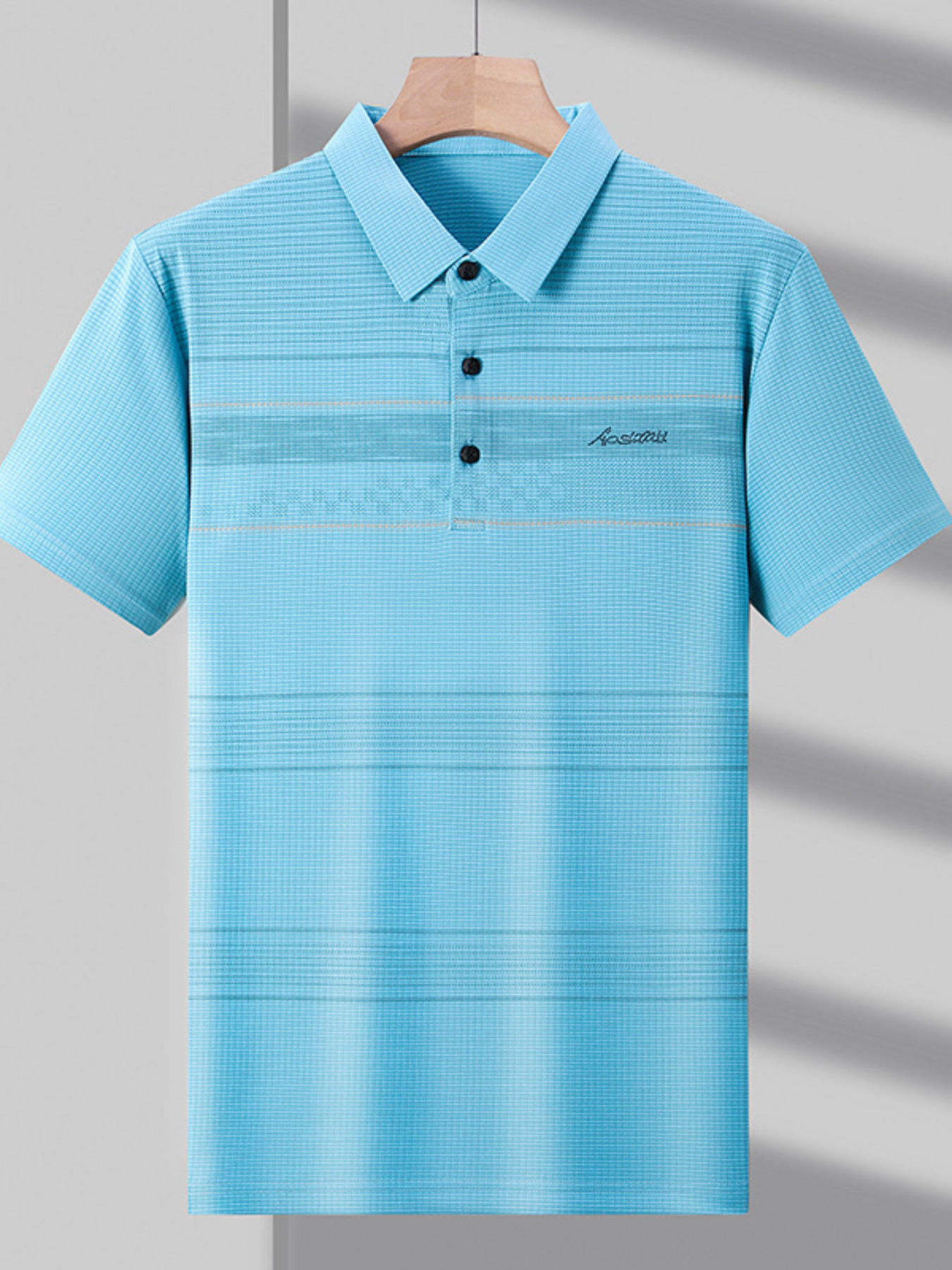 Men's Plus Size Striped Quick-Dry Short Sleeve Polo Shirt