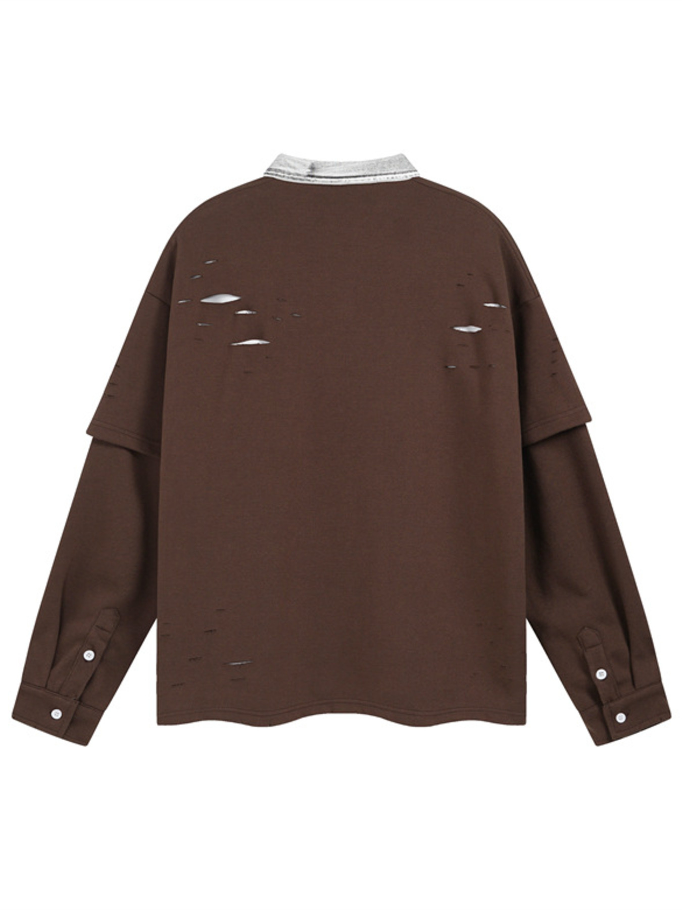 Men's Distressed Striped Long Sleeve Polo