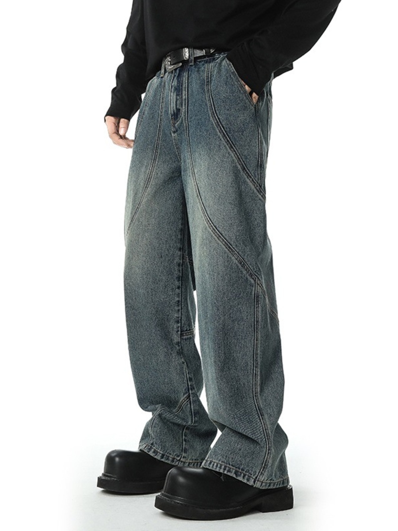 Men's Washed Wide Leg Baggy Jeans