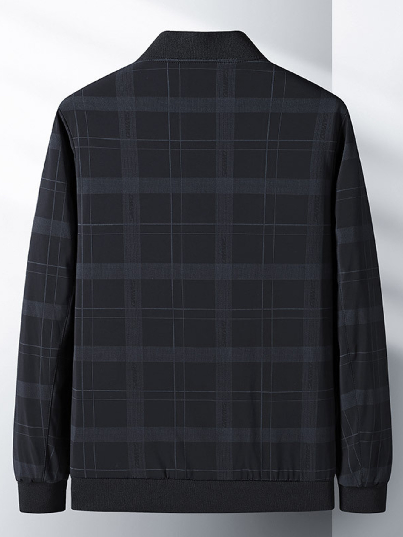 Men's Plus Size Plaid Lightweight Bomber Jacket
