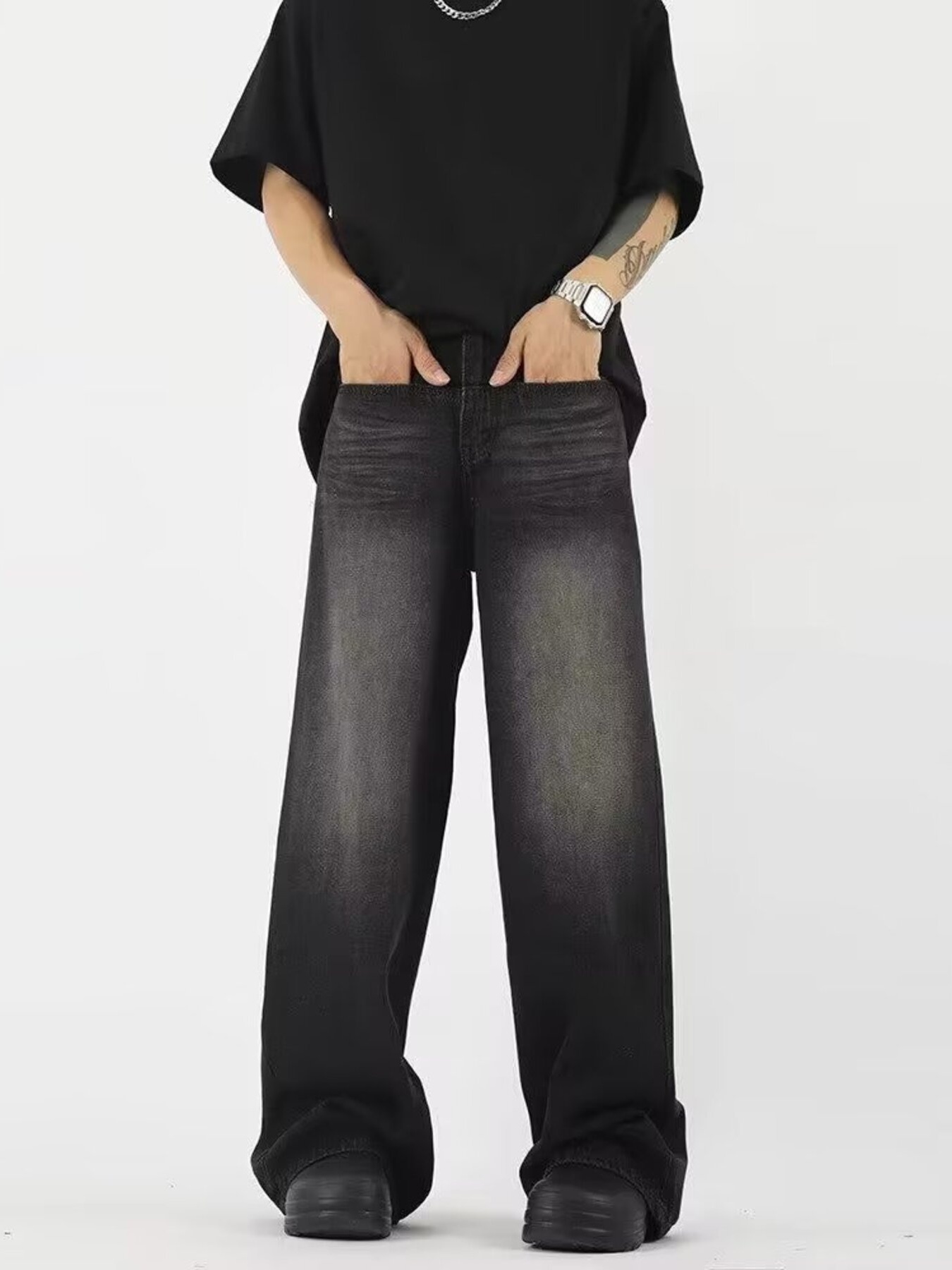 Men's Full Size Wide Leg Gradient Wash Jeans Plus Size