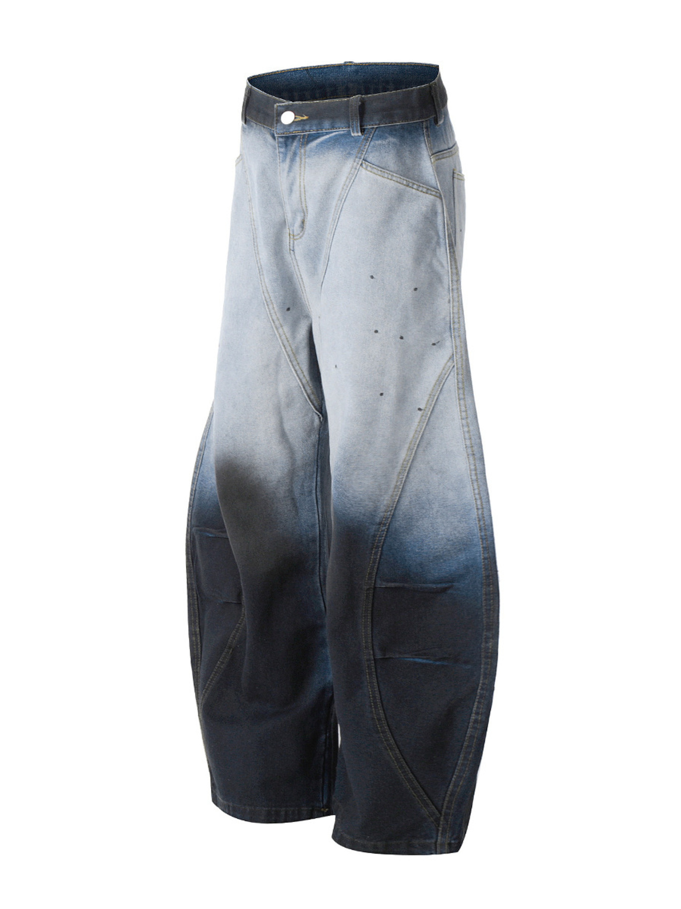 Men's Gradient Curved Jeans with Seam Detail