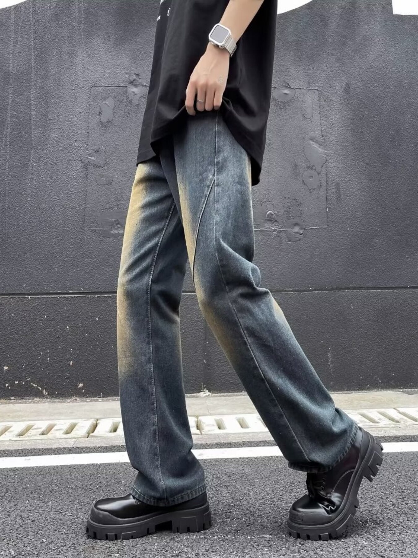 Men's Plus Size Wash Straight Leg Jeans