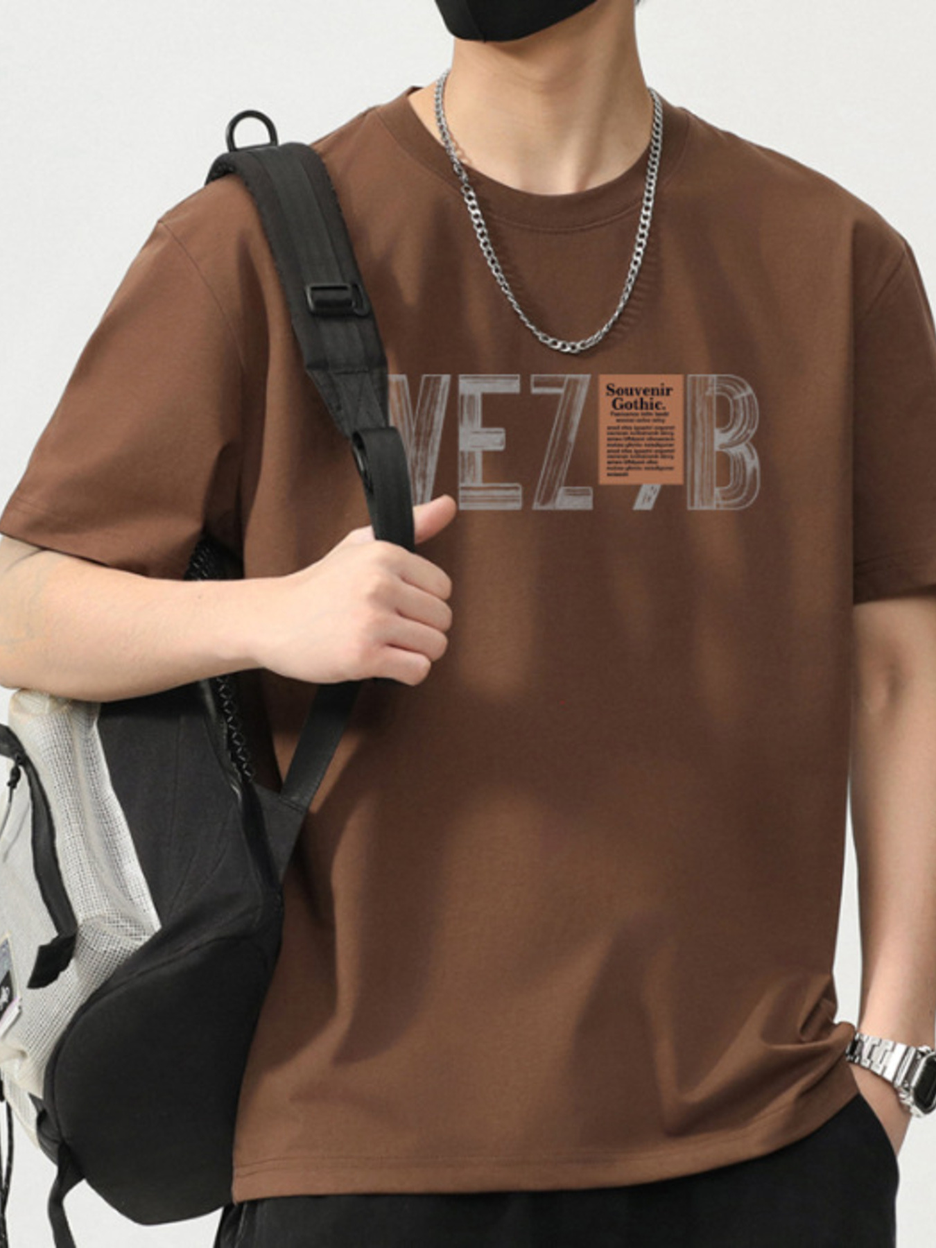 Men's Plus Size Letter Round Neck Short Sleeve T-Shirt