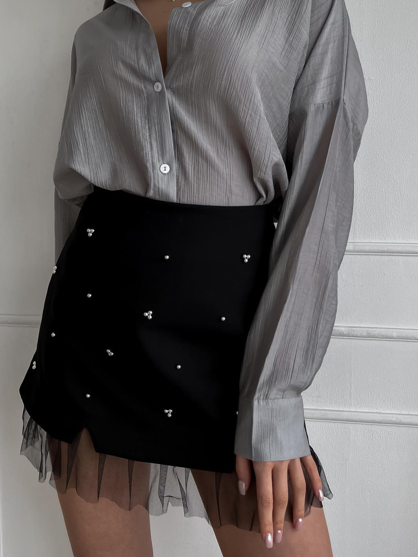 Tulle Hem Mini Skirt