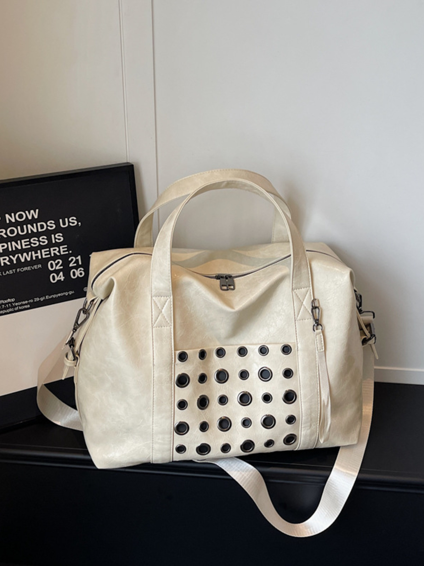 Chic Eyelet Embellished Crossbody Travel Bag