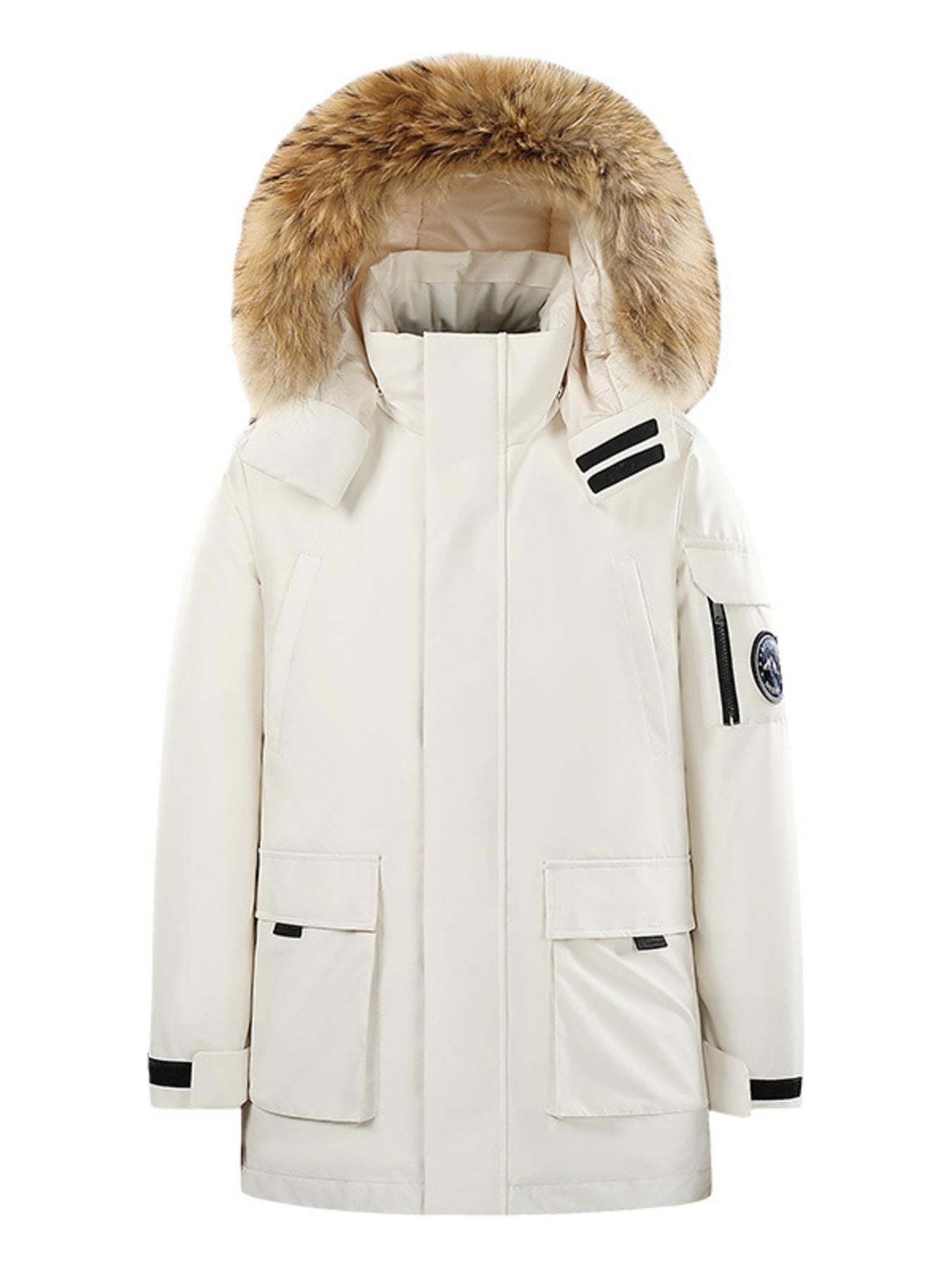 Men's Full Size Fur Hooded Zip Up Parka Coat Plus Size