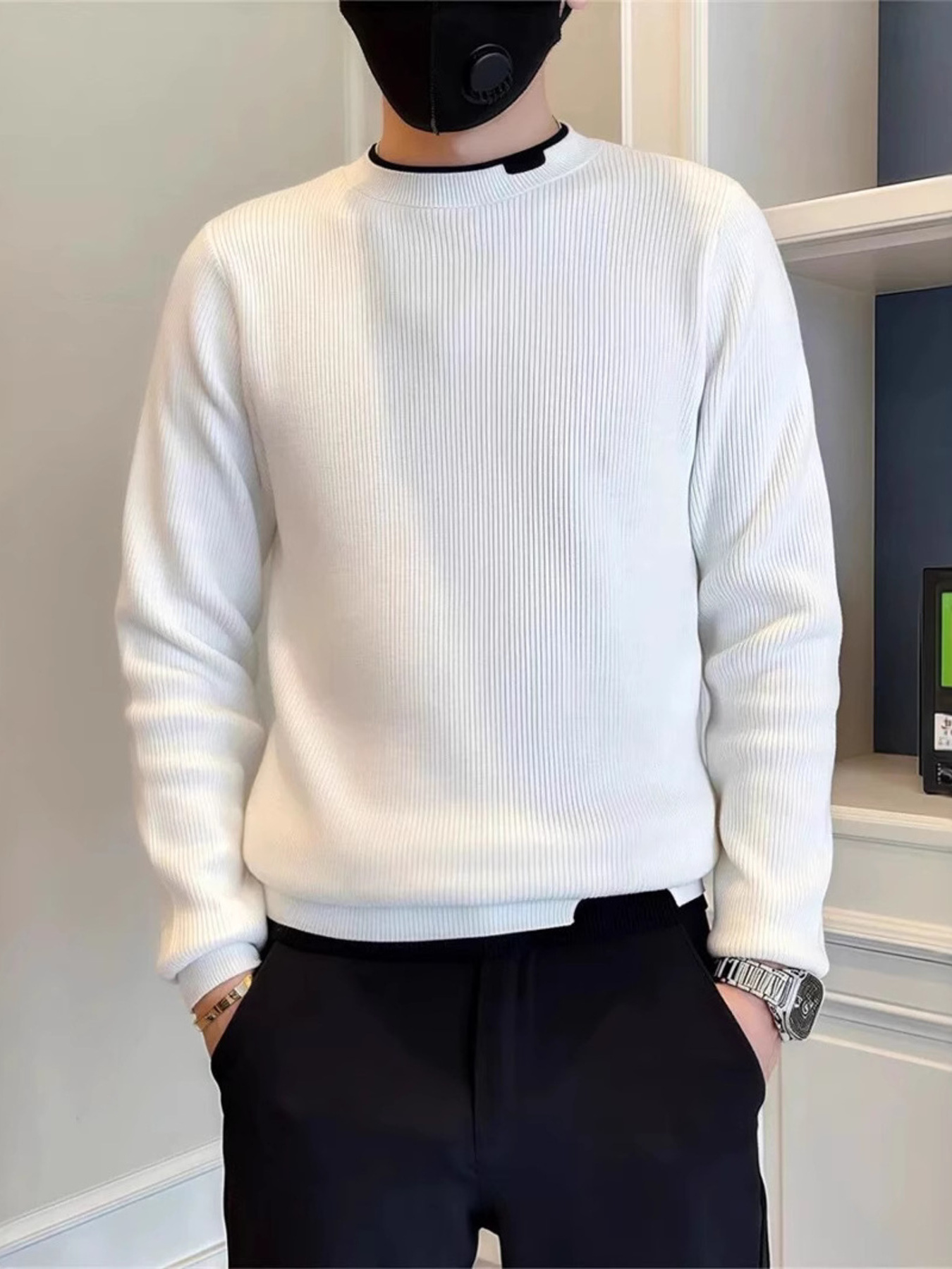 Men's Plus Size Slim Fit Ribbed Knit Top