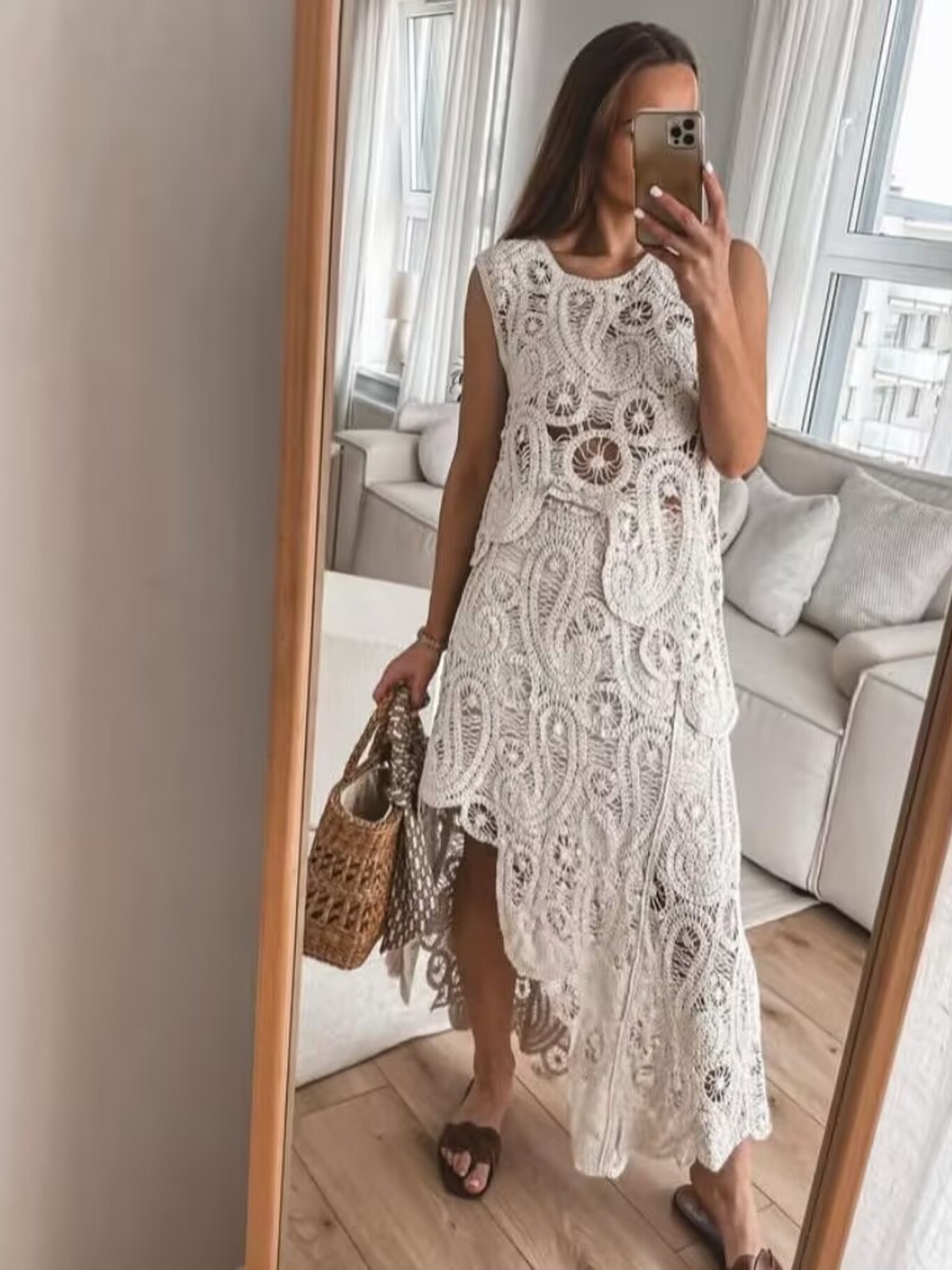 Crochet Sleeveless Tank and Skirt Set