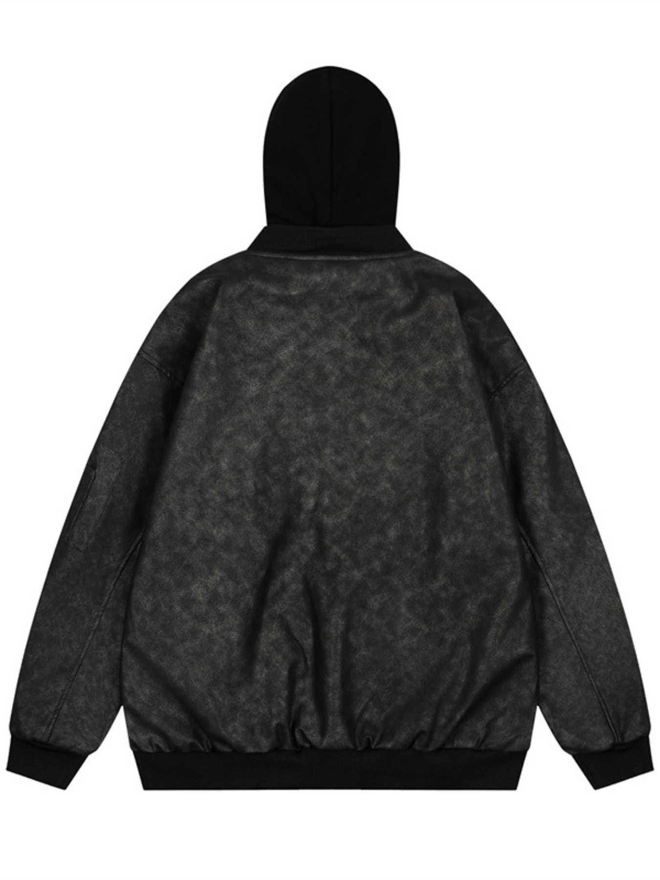 Men's Drawstring Washed Zip Up Hooded Jacket