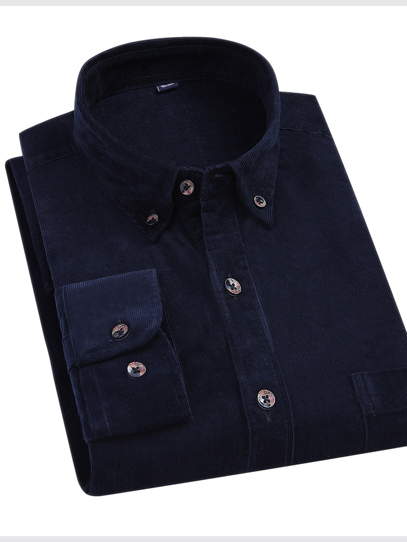 Men's Full Size Corduroy Long Sleeve Button-Down Shirt Plus Size